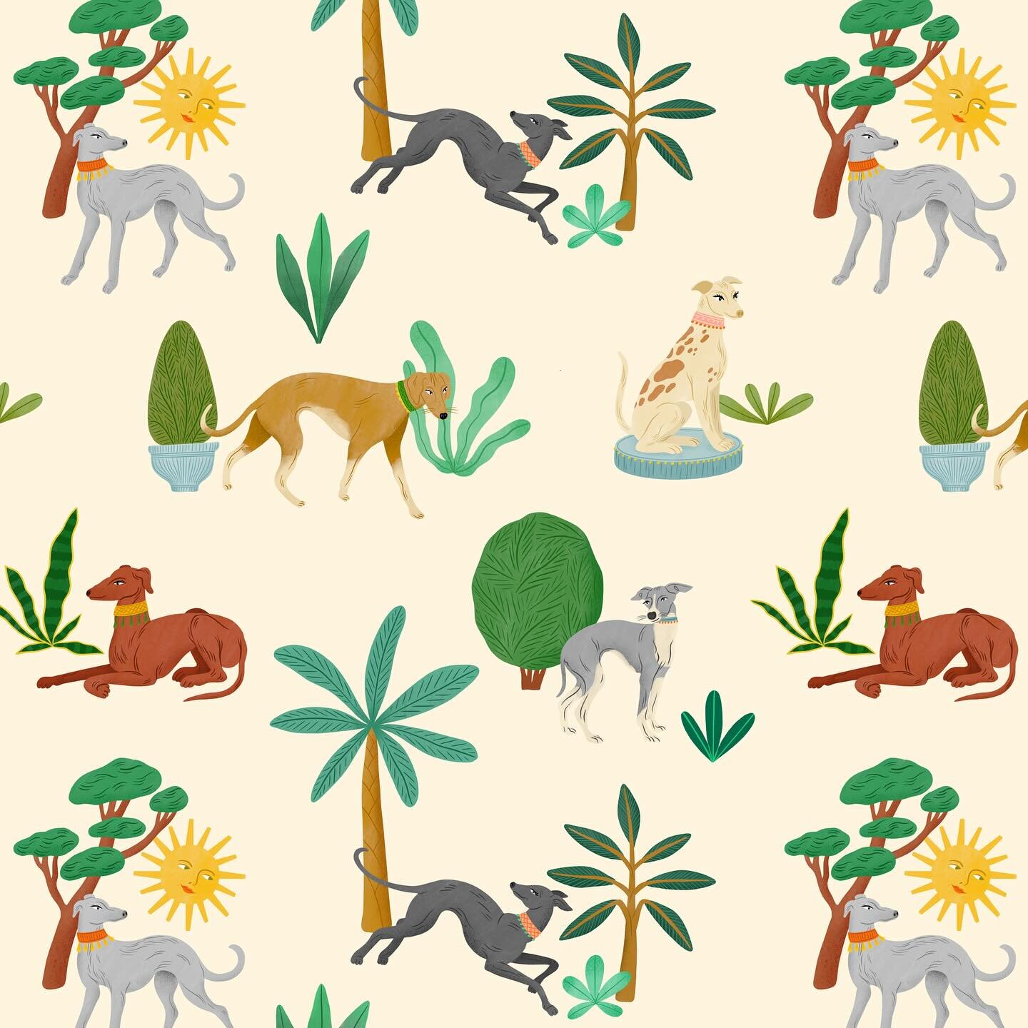 Whippet pattern from a while back 🌳 Creating new patterns for a new collab today 🐕