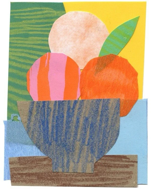 15 minute mini fruit bowl collages (8 x 10,5 cm) from last year ✂️