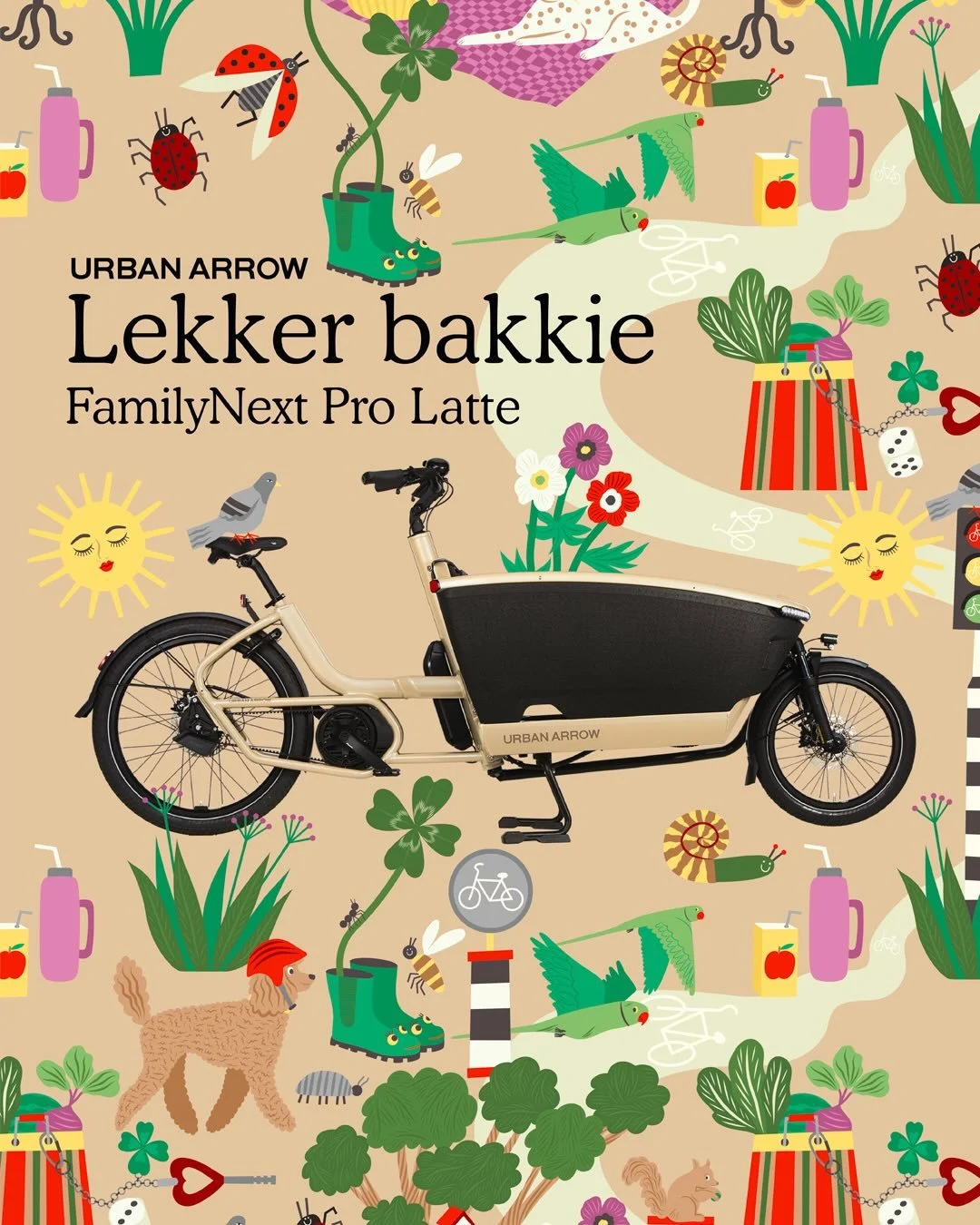 Proud to share my latest collaboration with leading Dutch electric cargo bike brand @urbanarrow! 🍀 I created a vector pattern to celebrate the launch of a limited edition colour way (latte) of their FamilyNext Pro bike. This was probably the smoothe