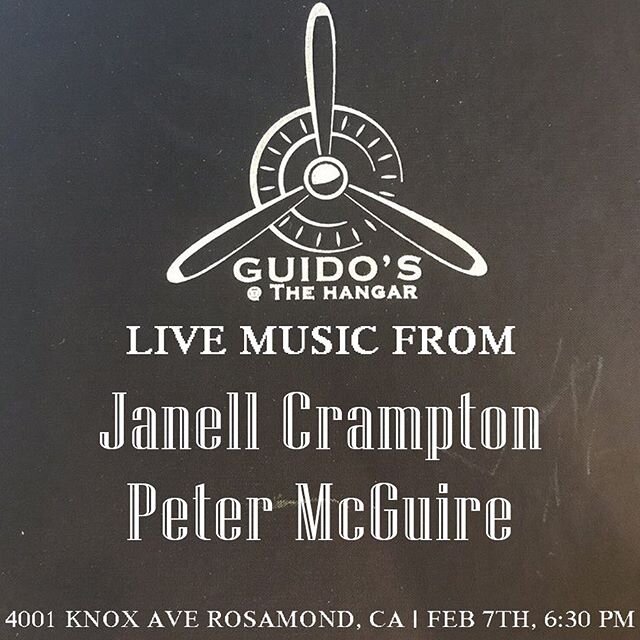 Last minute show announcement! Tonight, @janellcramptonmusic and @openmicpunkrock will be playing some sweet jams in Rosamond over at Guidos at The Hangar. -
-
-
-
-
-
-
#livemusic #acoustic #folk #americana #rosamond #blues #singersongwriter #guidos