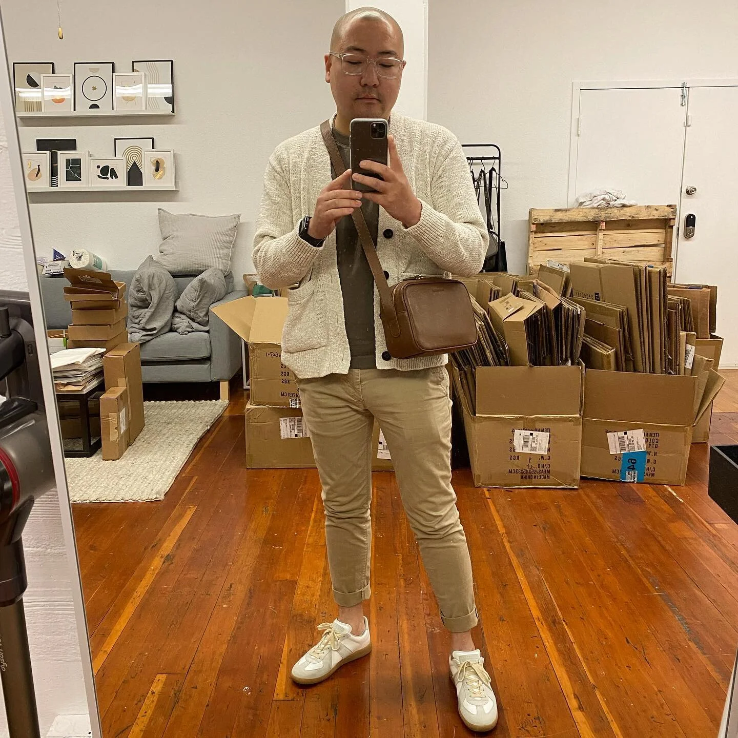 Blending in with the kraft cardboard boxes.