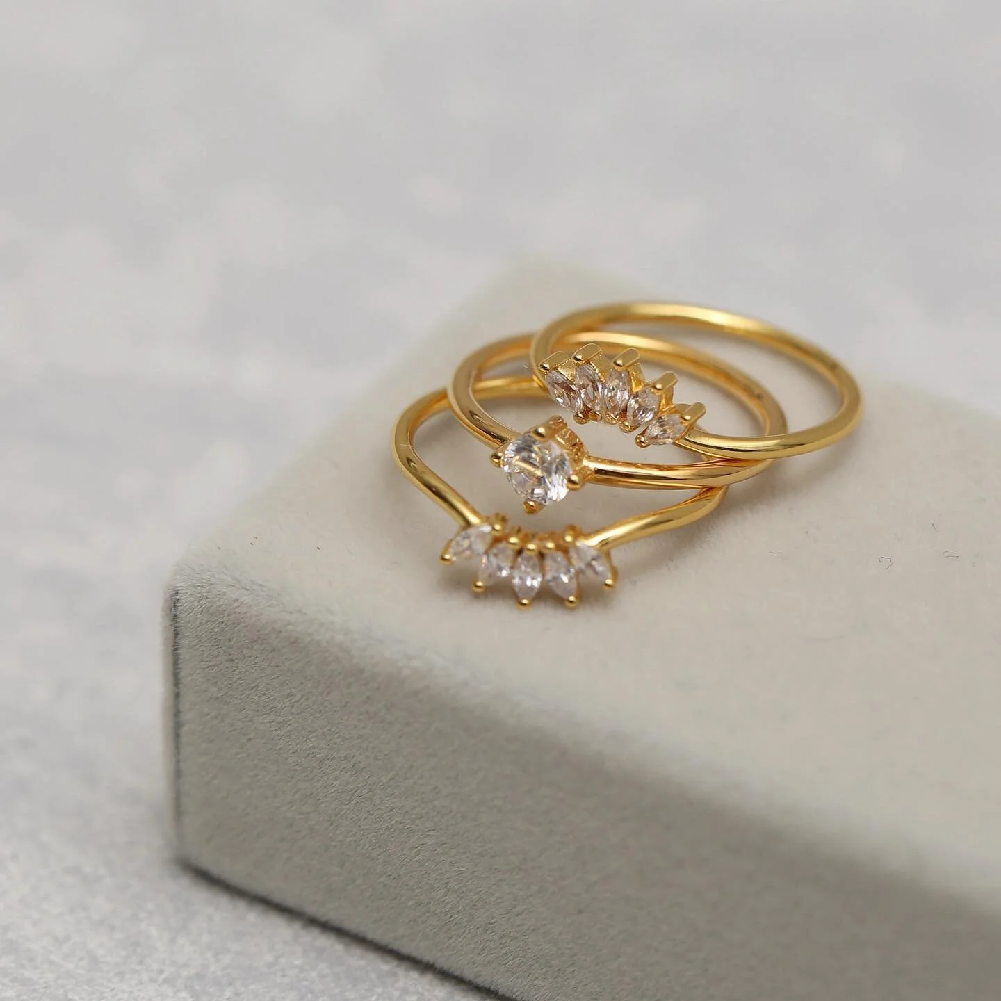 Shine Bright ✨ Featured in our stackable rings, tailored to your personal liking. Inspo on how we styled our Multi Marquise CZ Arc Pave Ring and 4mm Clear CZ Prong Ring Learn more &mdash; tap for details or link in bio @thesisofalexandria 📸: @chensa