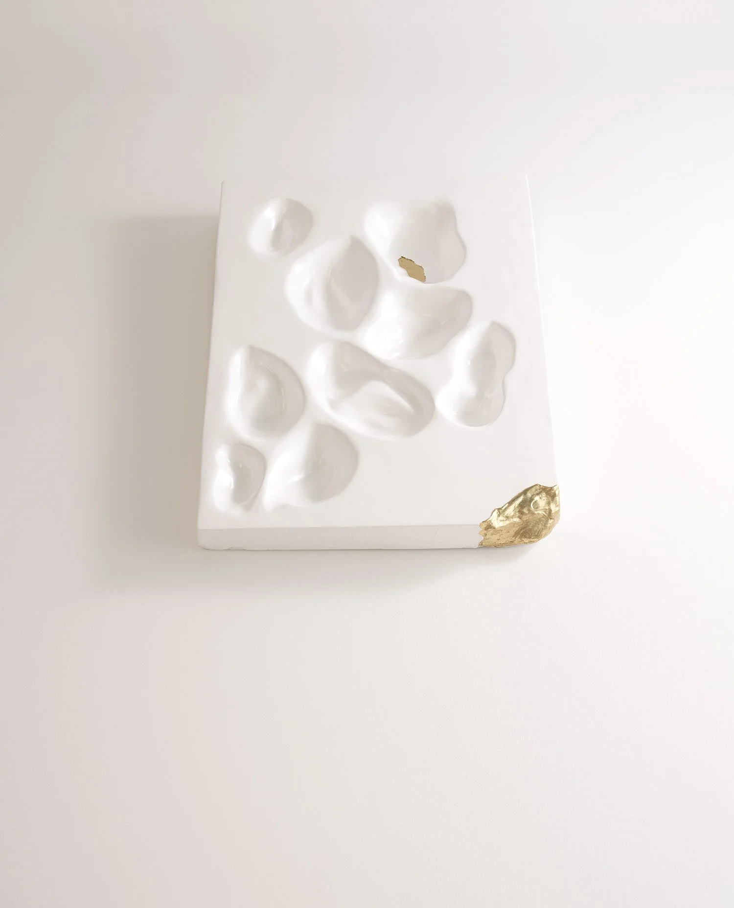 Touch Of Texture's unique rectangular 3D sculpture, featuring fluid forms and a high-gloss finish, highlighting the gold details.