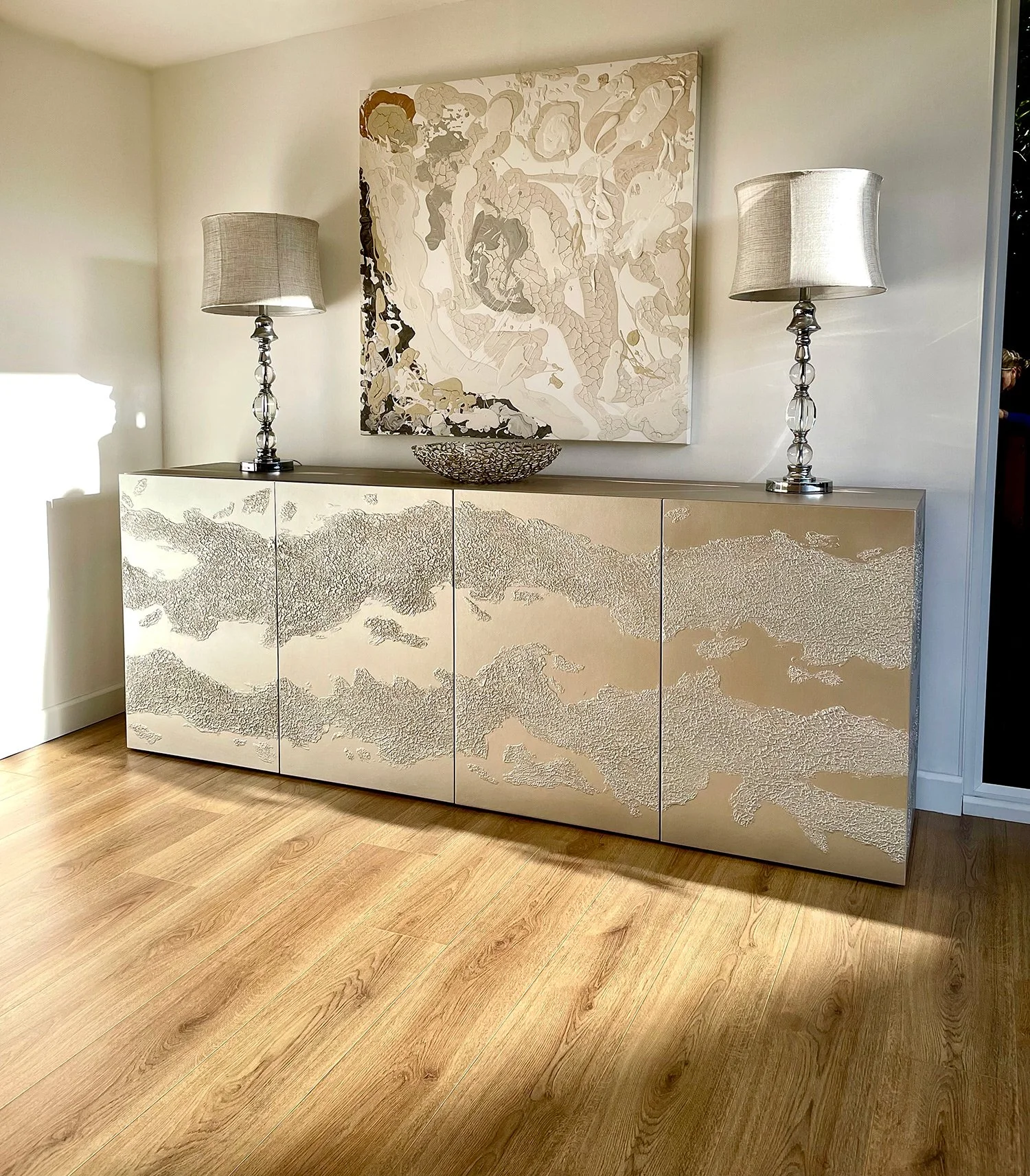 Bespoke textured oak sideboard 200cm