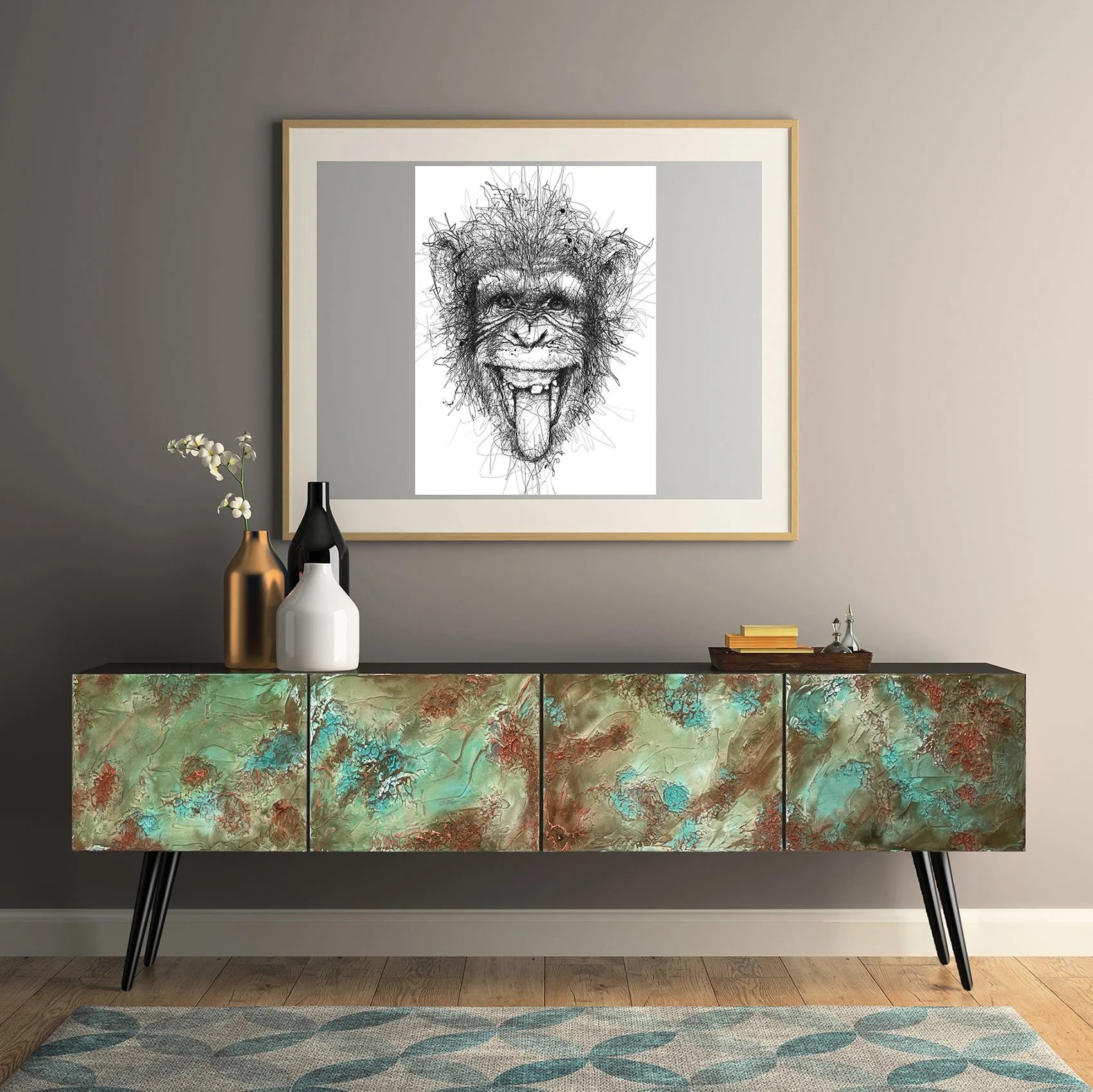 "Oxidised Nebula" Bespoke 4-Door Sideboard