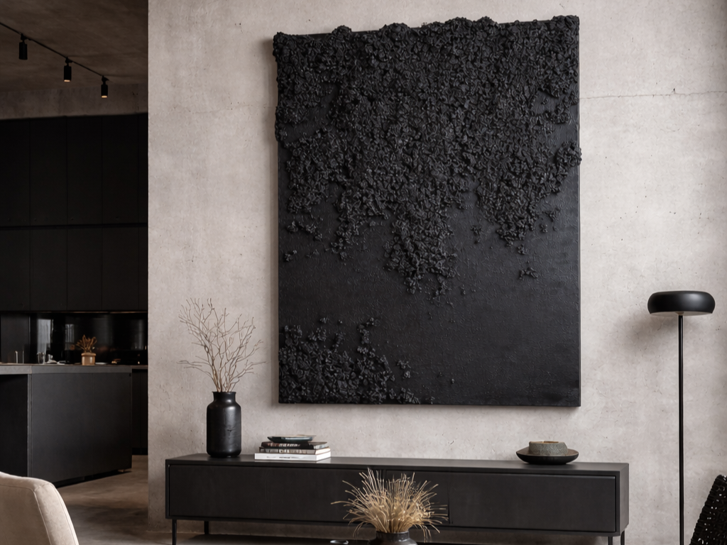 Large sculptural black wall art uk