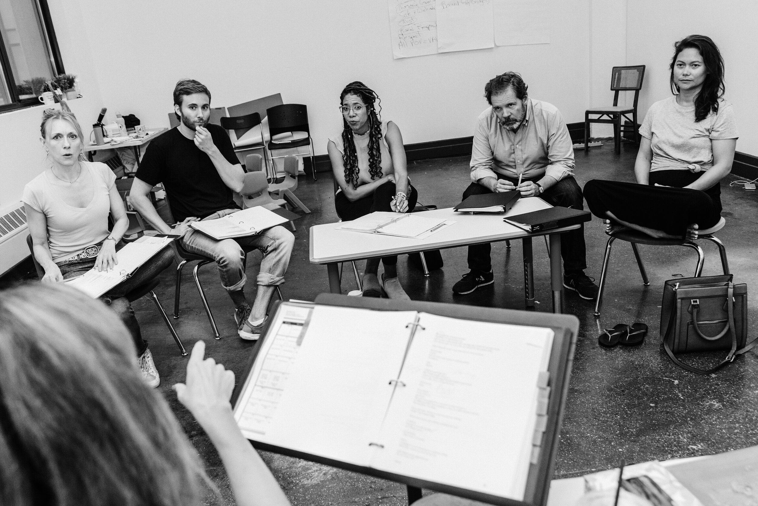  The cast of Eureka Day by Jonathan Spector rehearsing  https://www.nytimes.com/2019/08/25/theater/eureka-day-play-vaccinations.html 