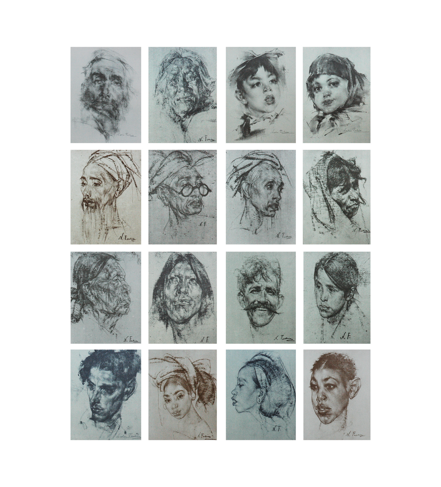 Lithograph Portfolio- 16 prints of charcoal drawings