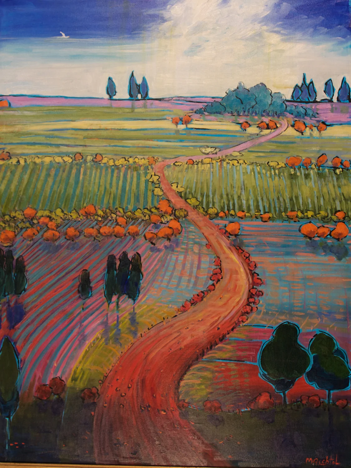 Road through Autumn Field, 40 x 30, oil on canvas