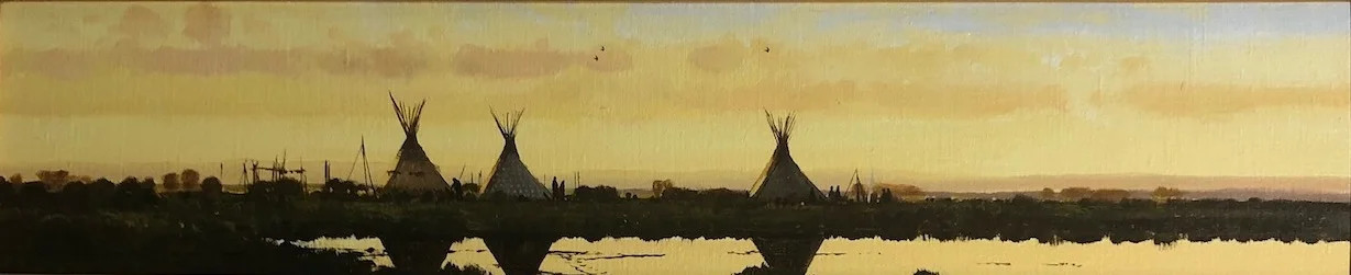 *sold* Spotted Otter Camp, 6 x 28, oil on board