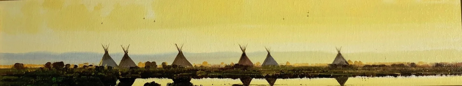 Spring Camp, 6 x 28, oil on board