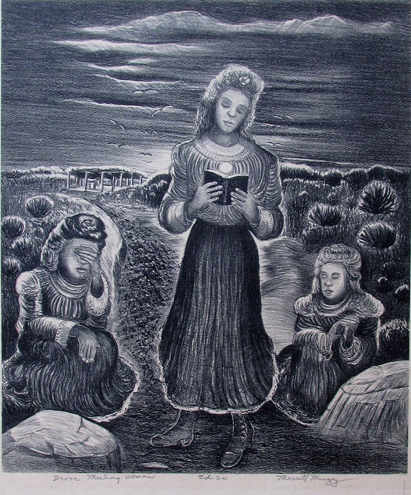 Grove Meeting Women, 11.25 x 9.5, lithograph, edition 20