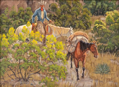 Packhorse and Rider, 9 x 12, oil on canvasboard