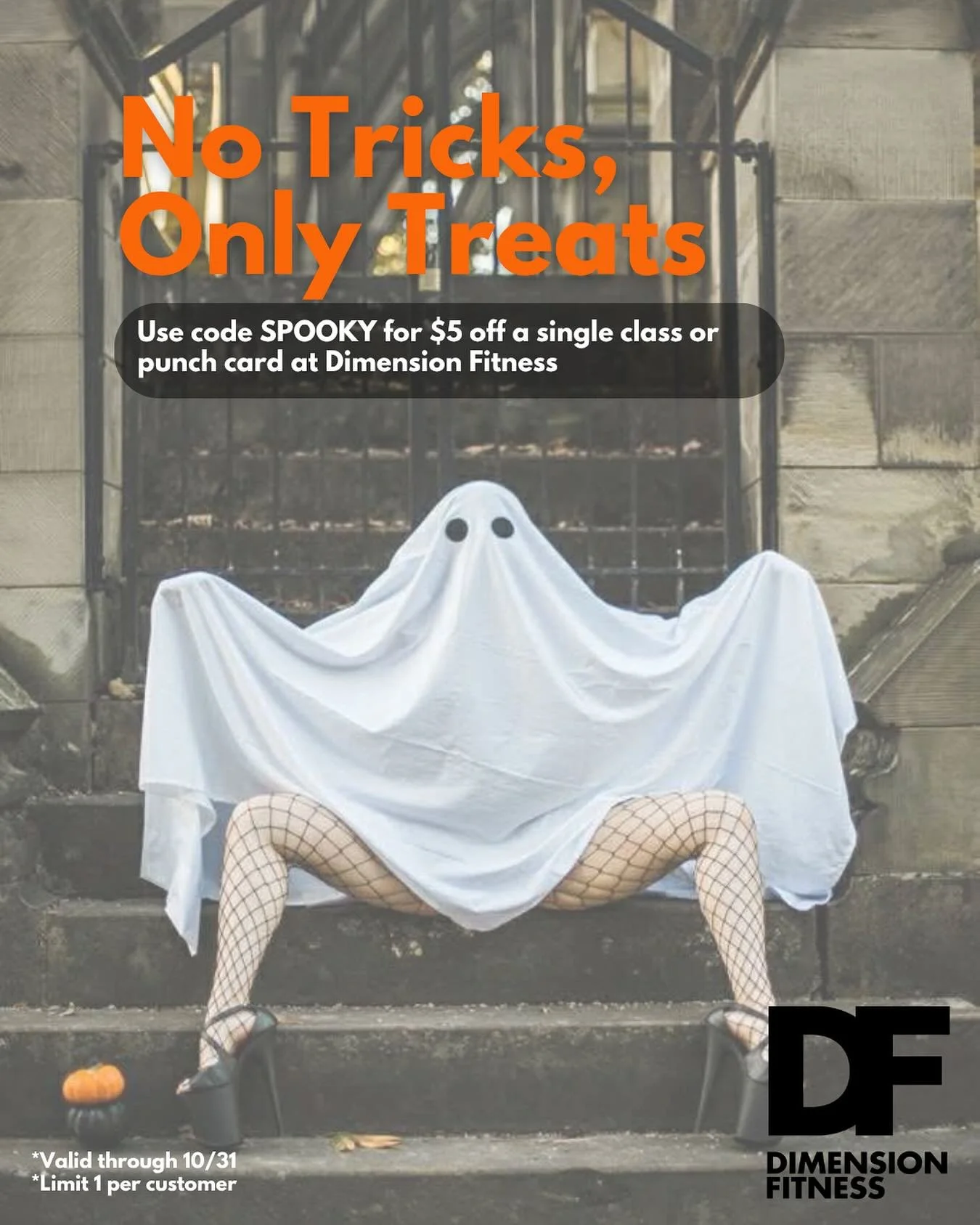 The only tricks here are the ones you&rsquo;ll be doing in the air! Use code SPOOKY for $5 off a single class or punch card now through the end of October. 

Need help signing up for a class? DM us or email info@dimension.fitness 

#cincinnati #cincy