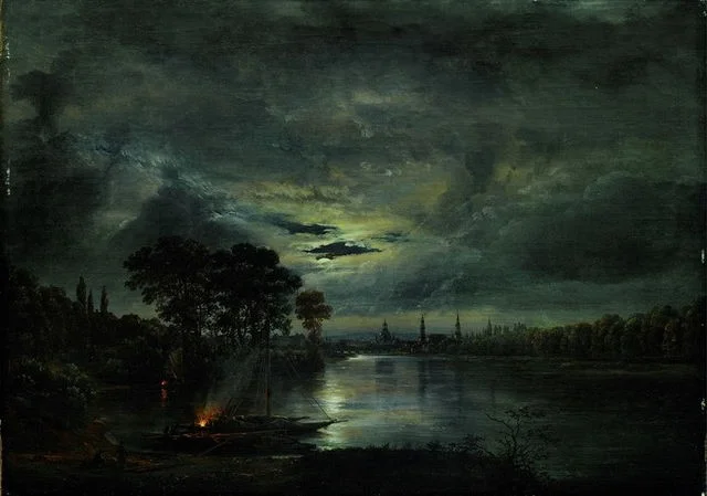 Johan Christian Claussen Dahl "Dresden i måneskinn" (1823).