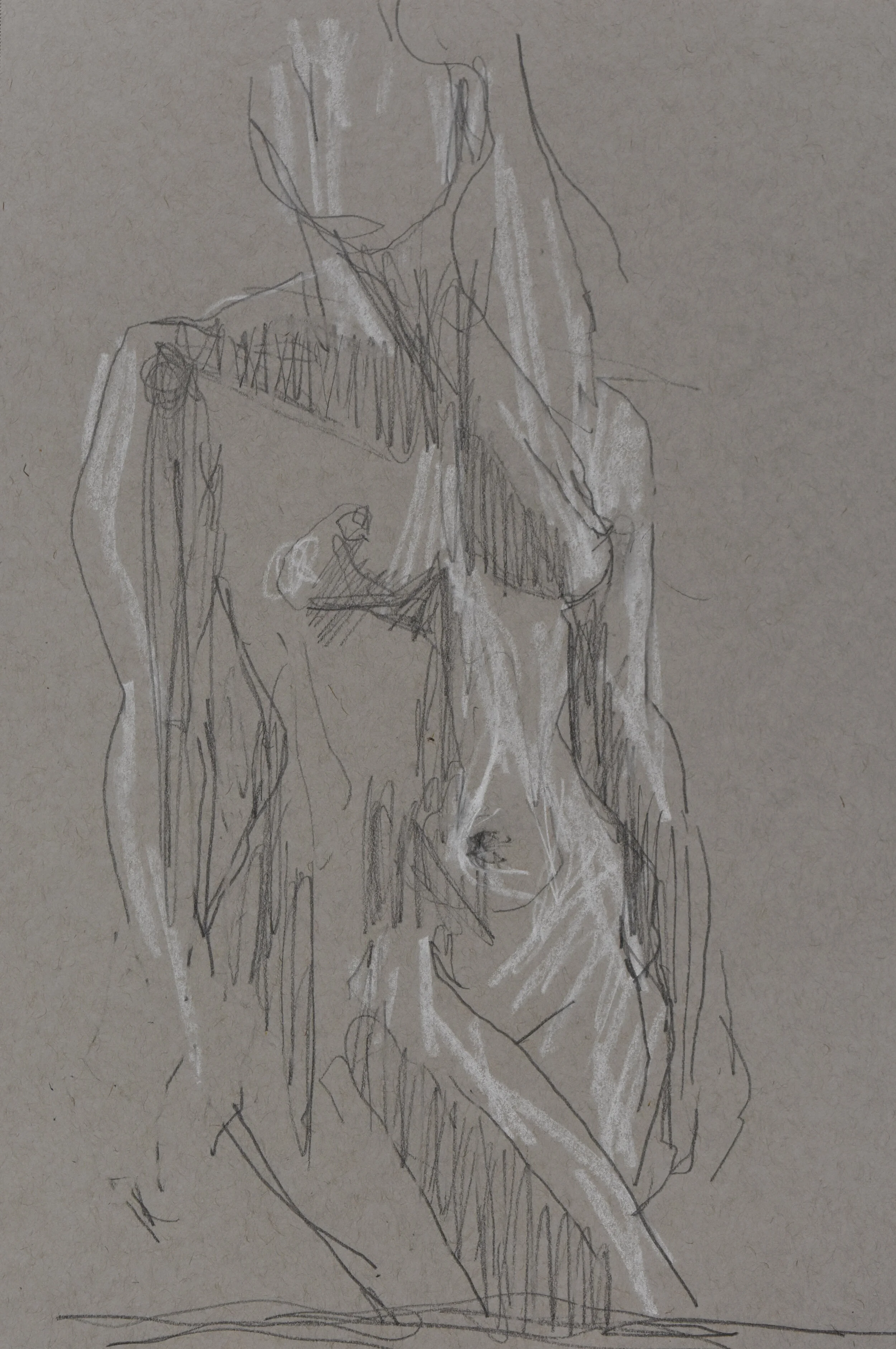 Standing gesture, 2018, pencil and white charcoal