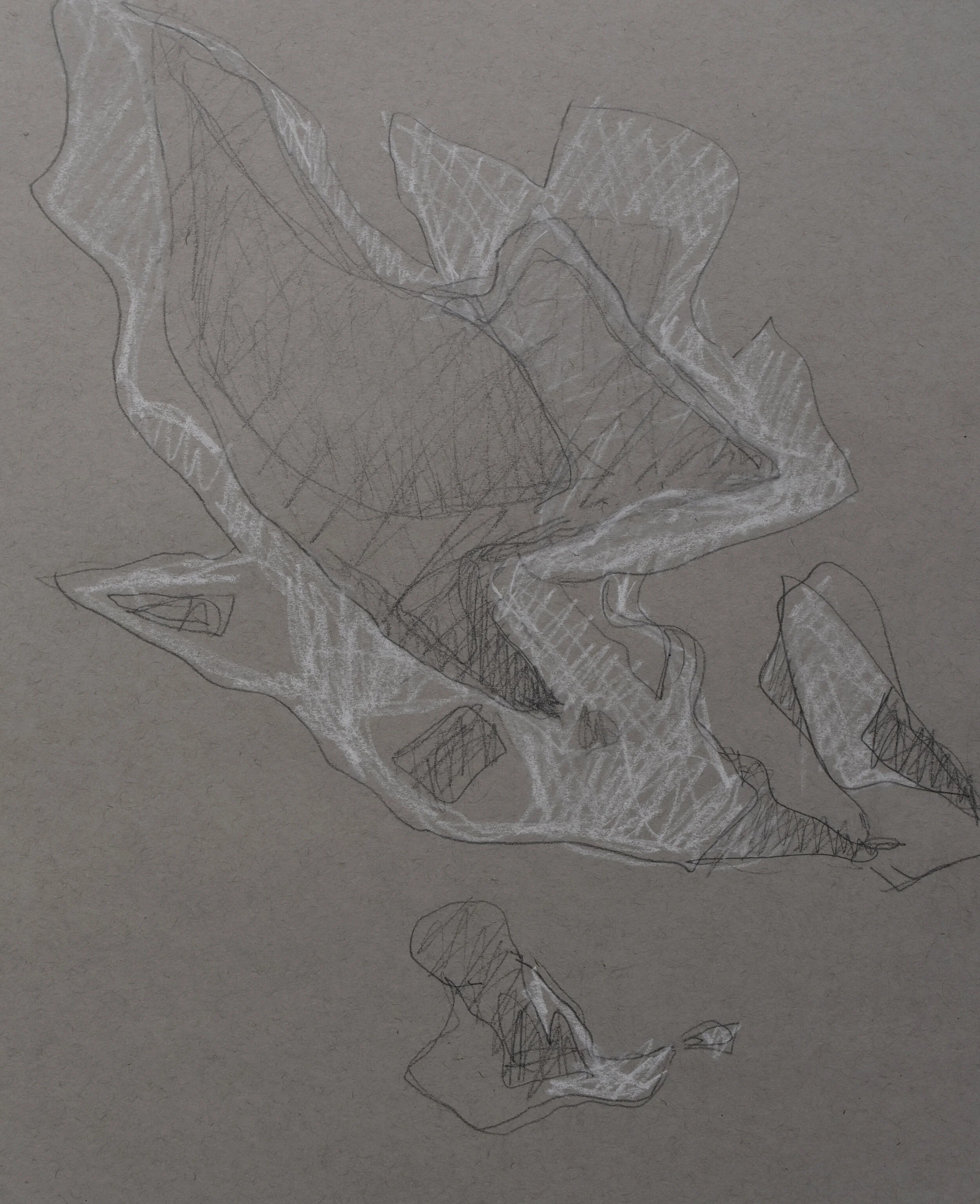 Cloud study, 2020, pencil and white charcoal