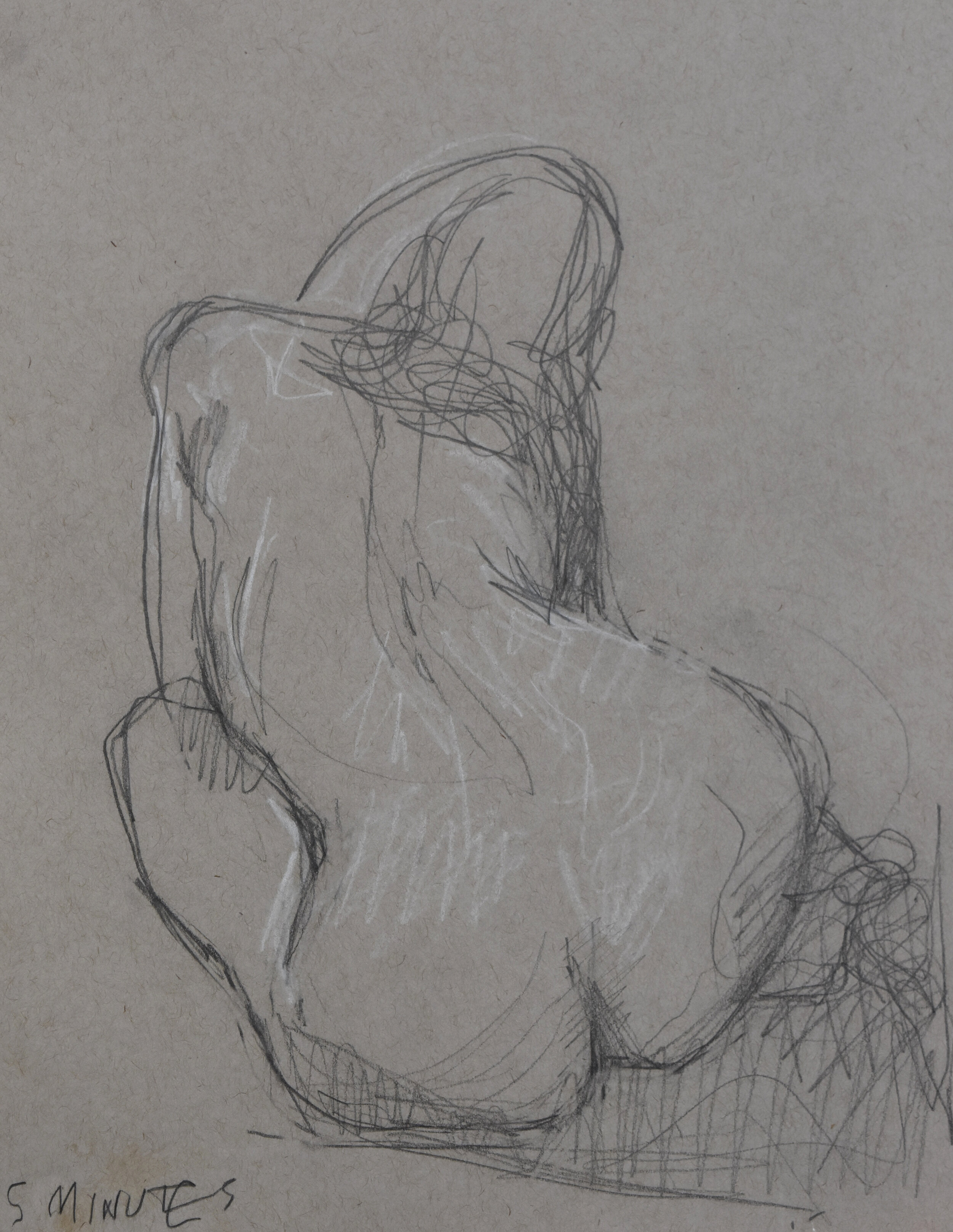 crouch, 2018, pencil and white charcoal