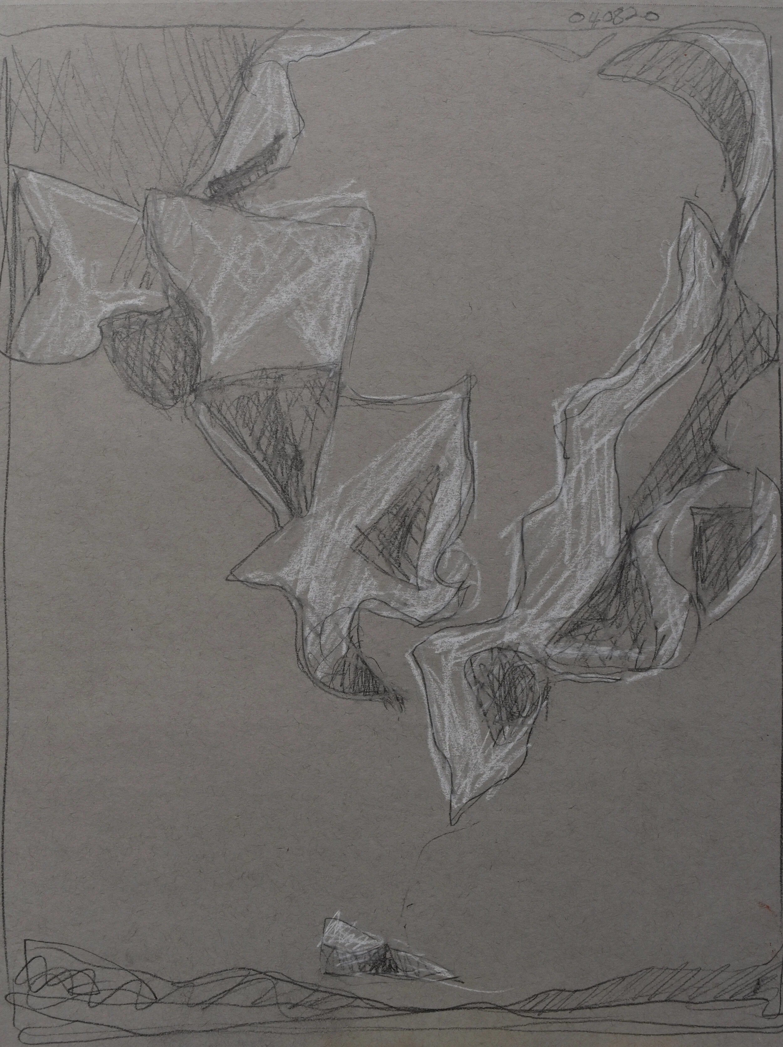 Cloud Study, 2020, pencil and white charcoal