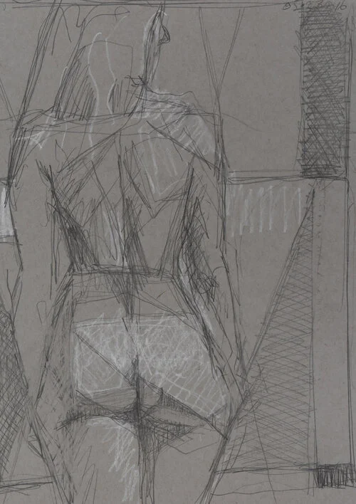 Stand, 2018, pencil and white charcoal