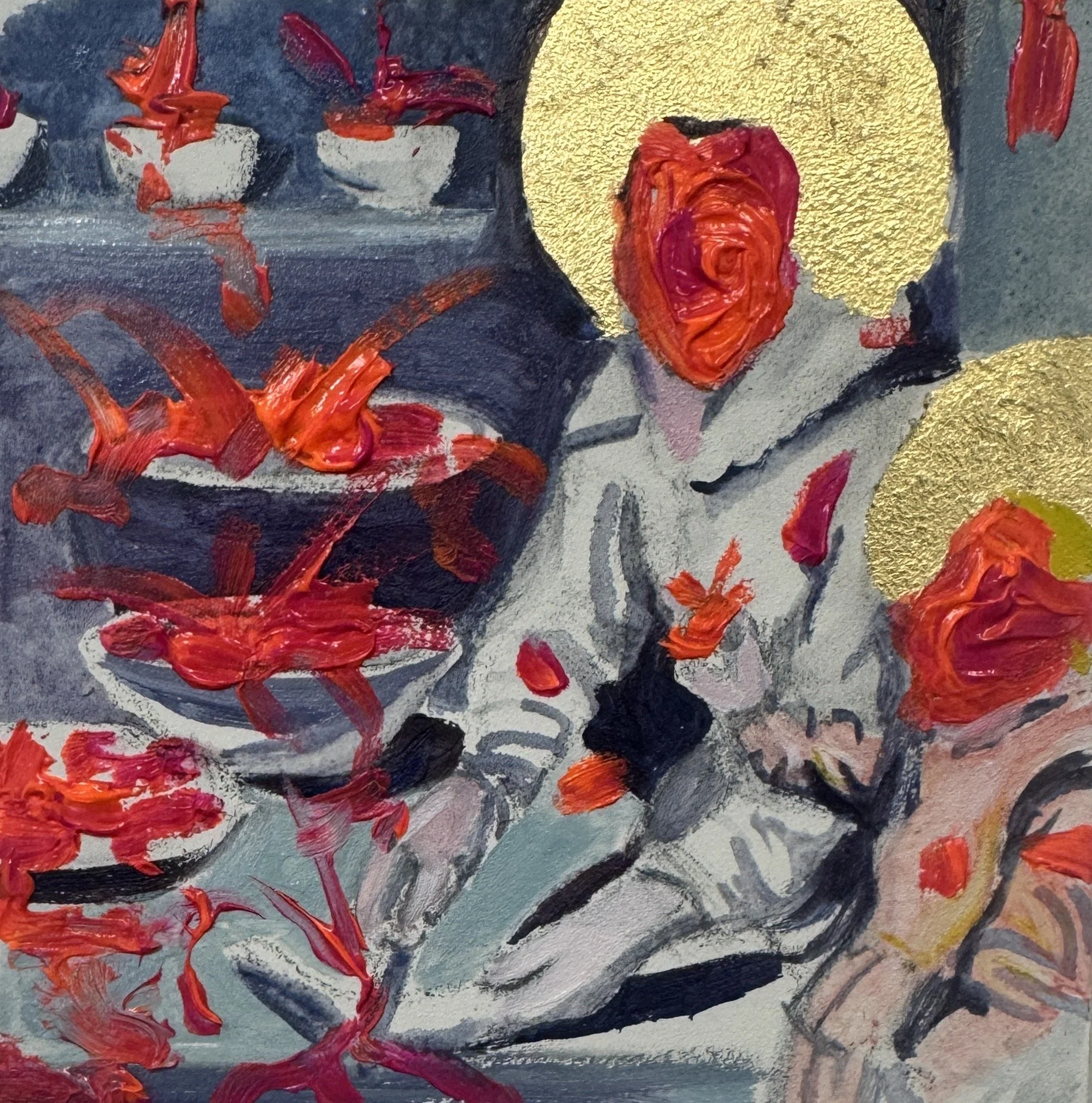  “Dear Old Master, I’m Not Sorry, Sincerely, N.R.”, oil on panel, 4 × 4 inches, 2026 