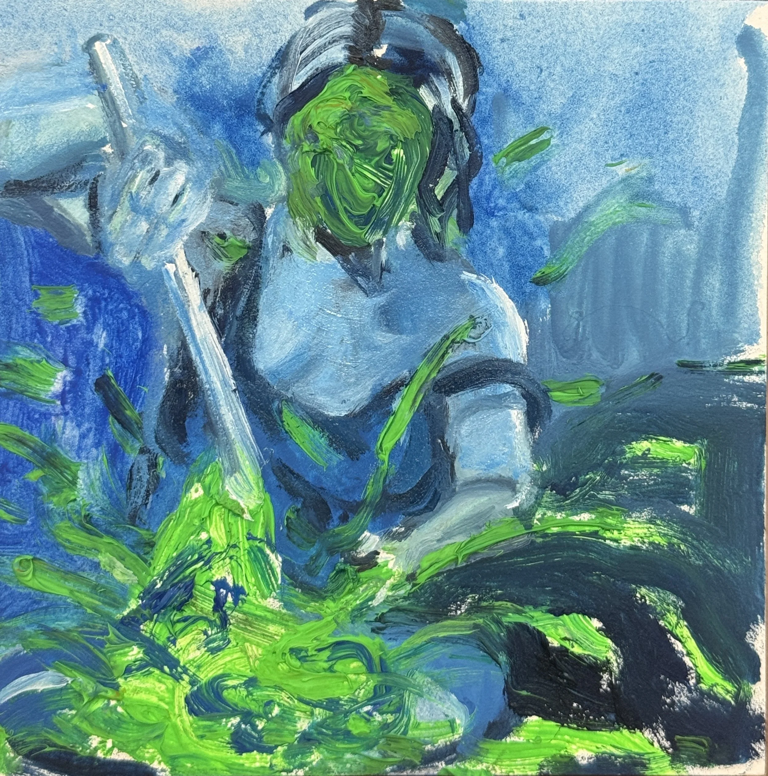  “Chop Chop!” oil on panel, 5 × 5 inches, 2026 