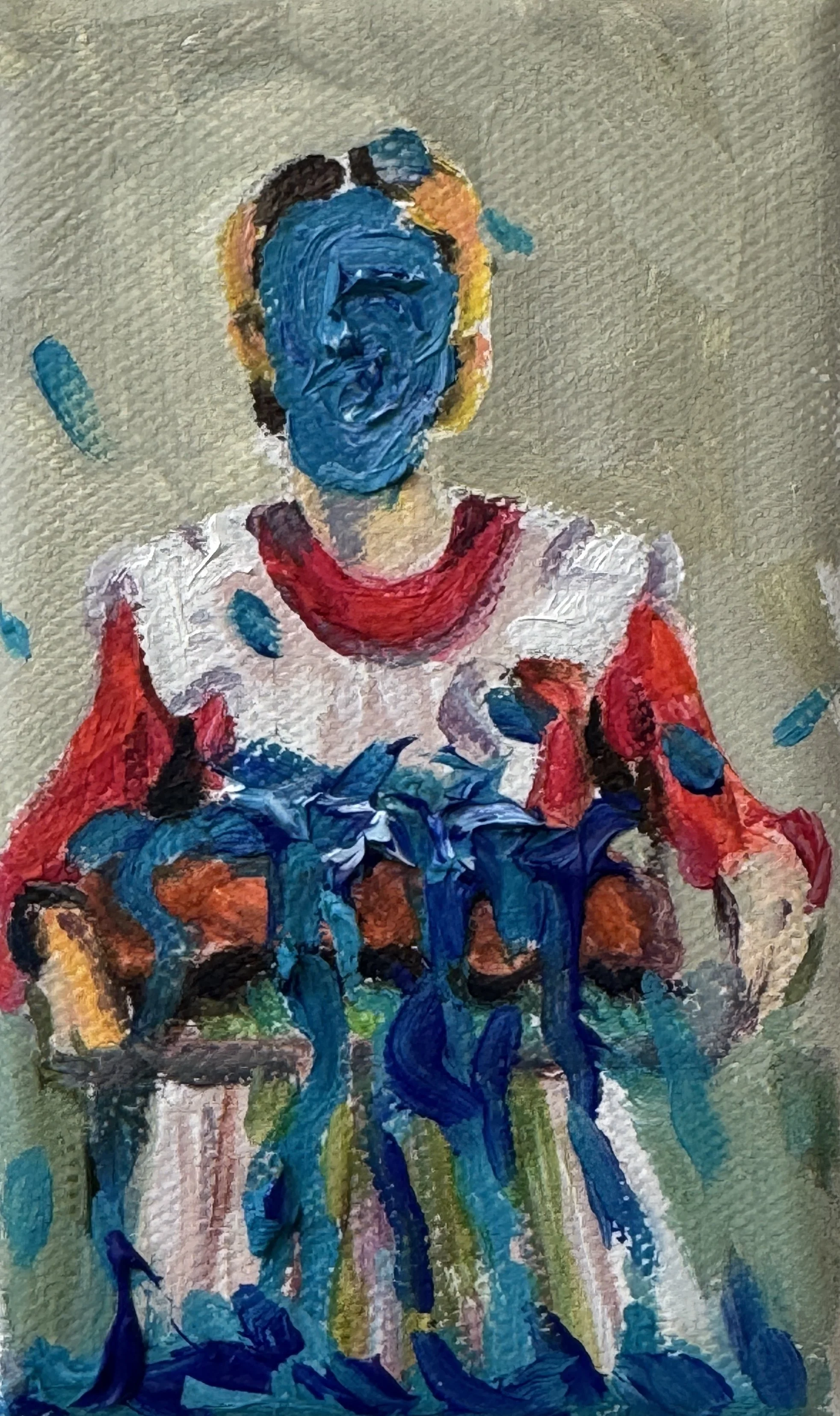  “American Roast” oil on canvas, 4 × 3 inches, 2026 