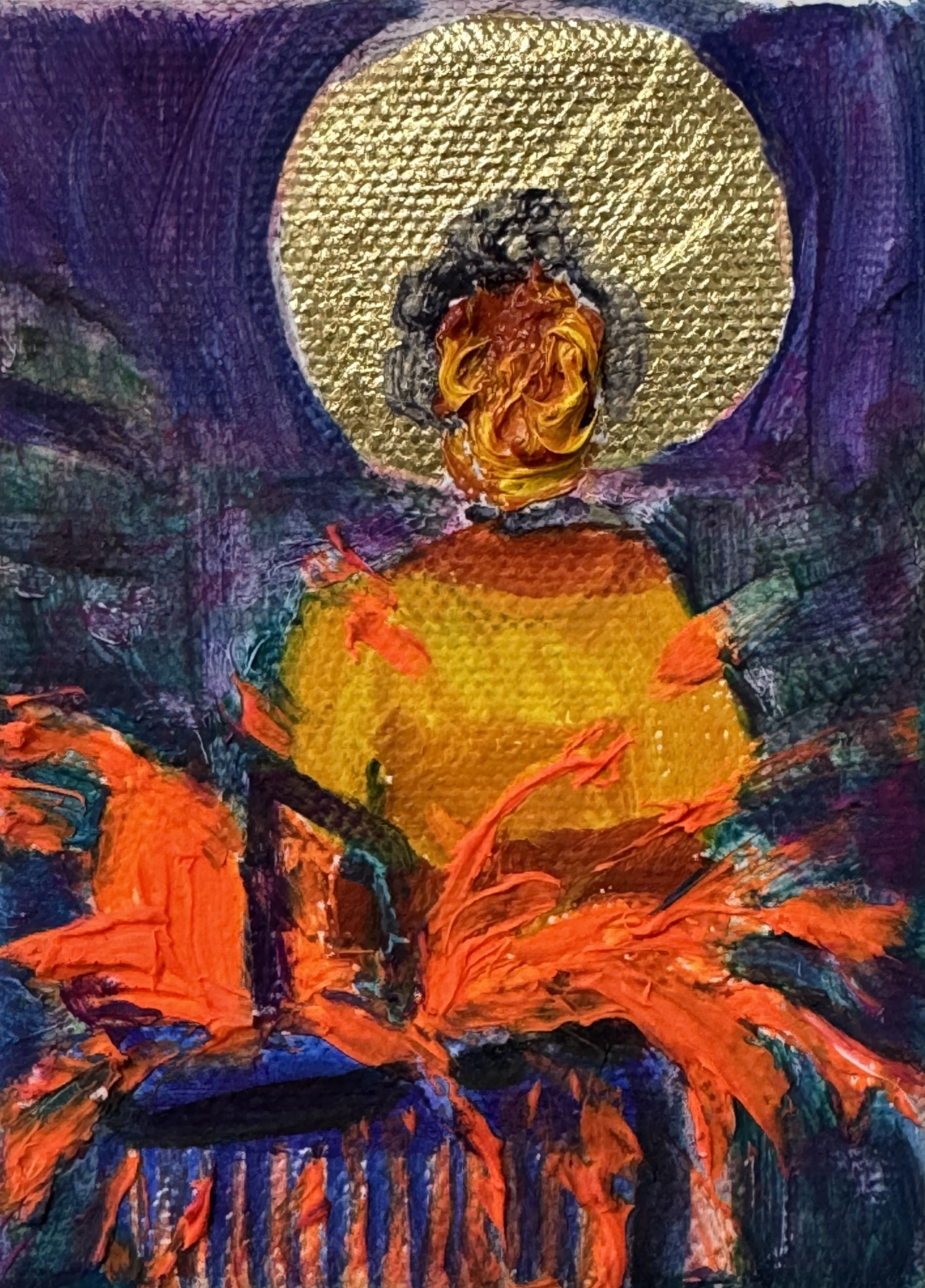  “Fire Sale” oil on canvas, 4 × 3 inches, 2026 