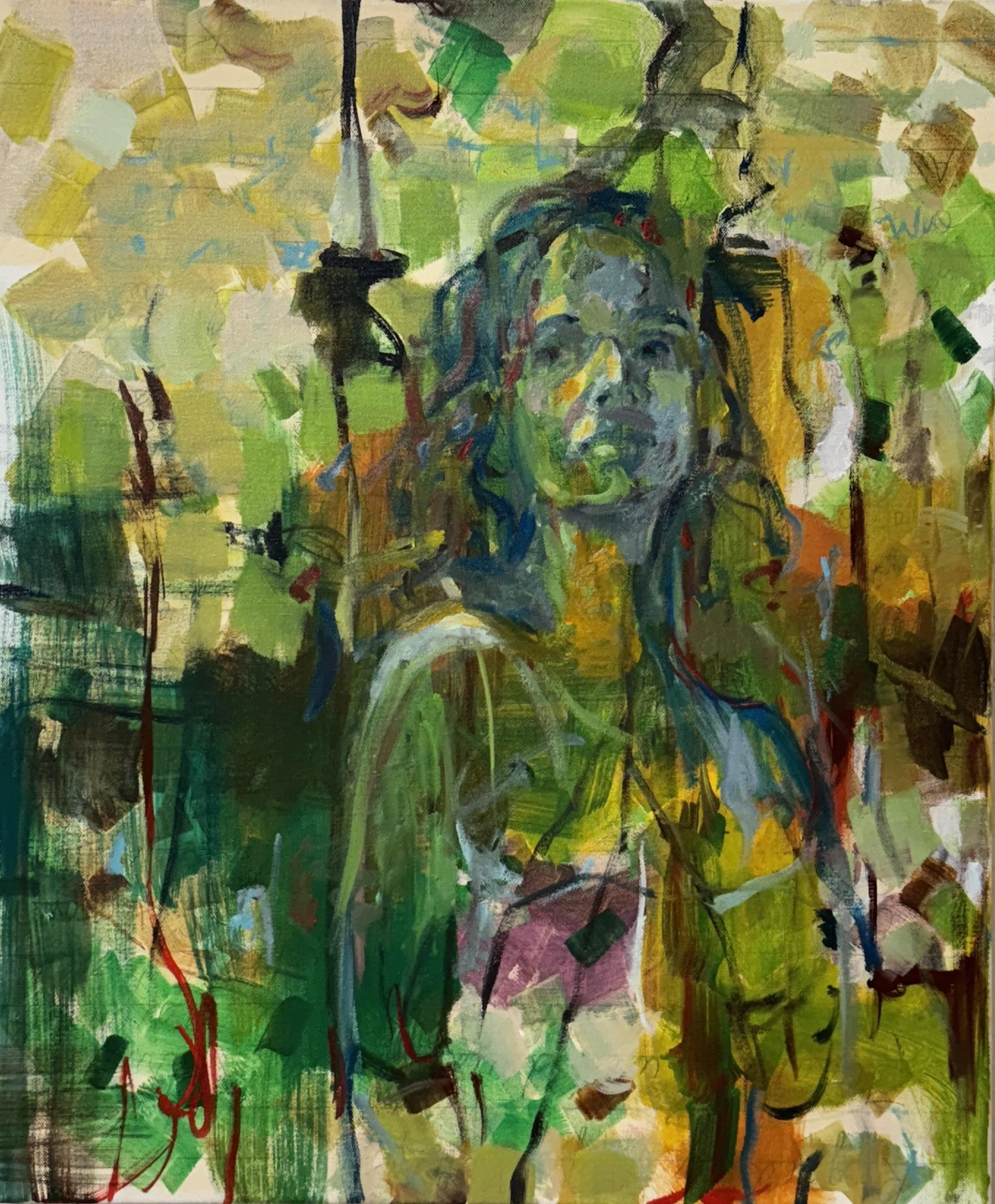  “Self Portrait in Green” oil on canvas, 24 × 20 inches, 2026 