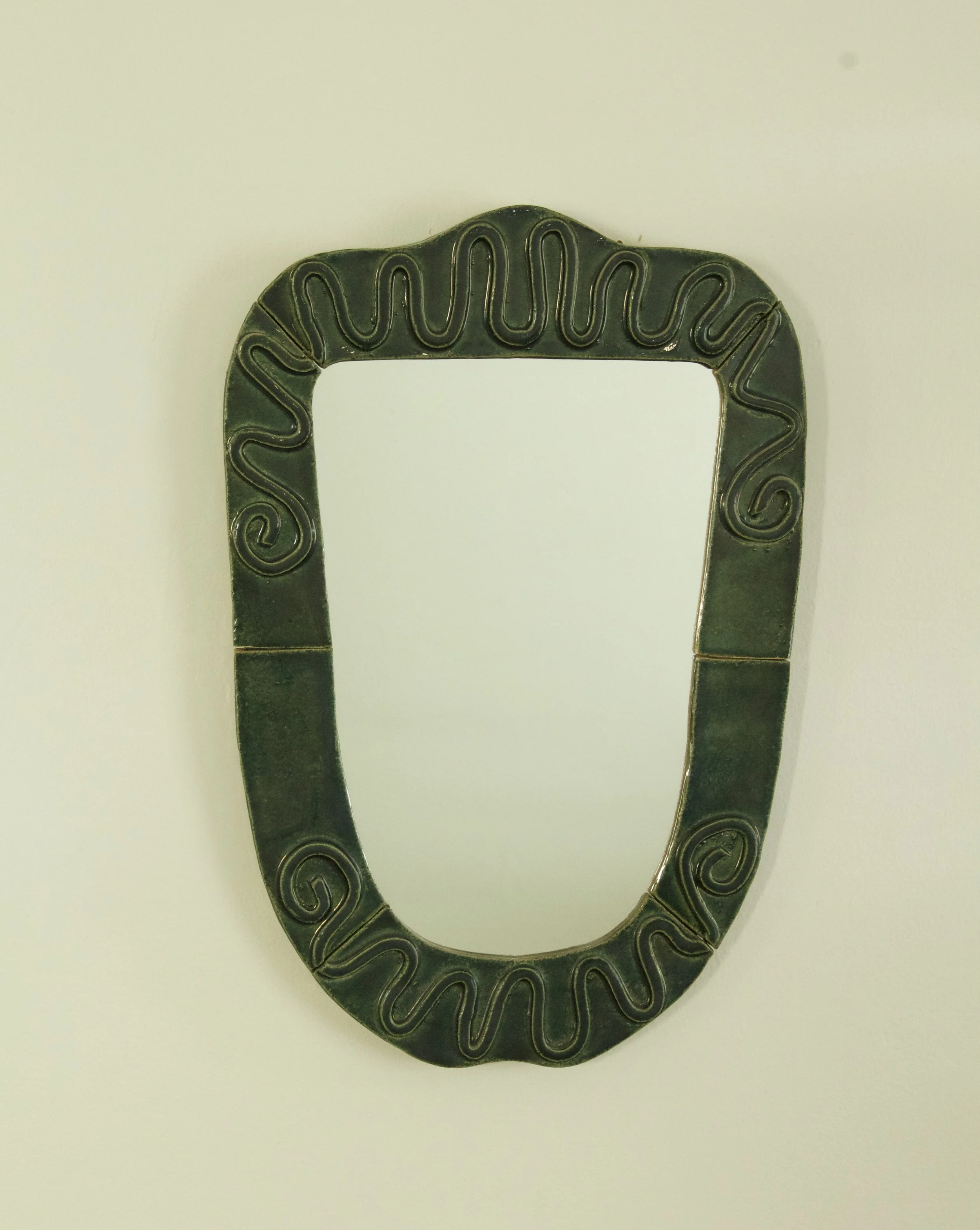 Glassy Green Ribbon Mirror