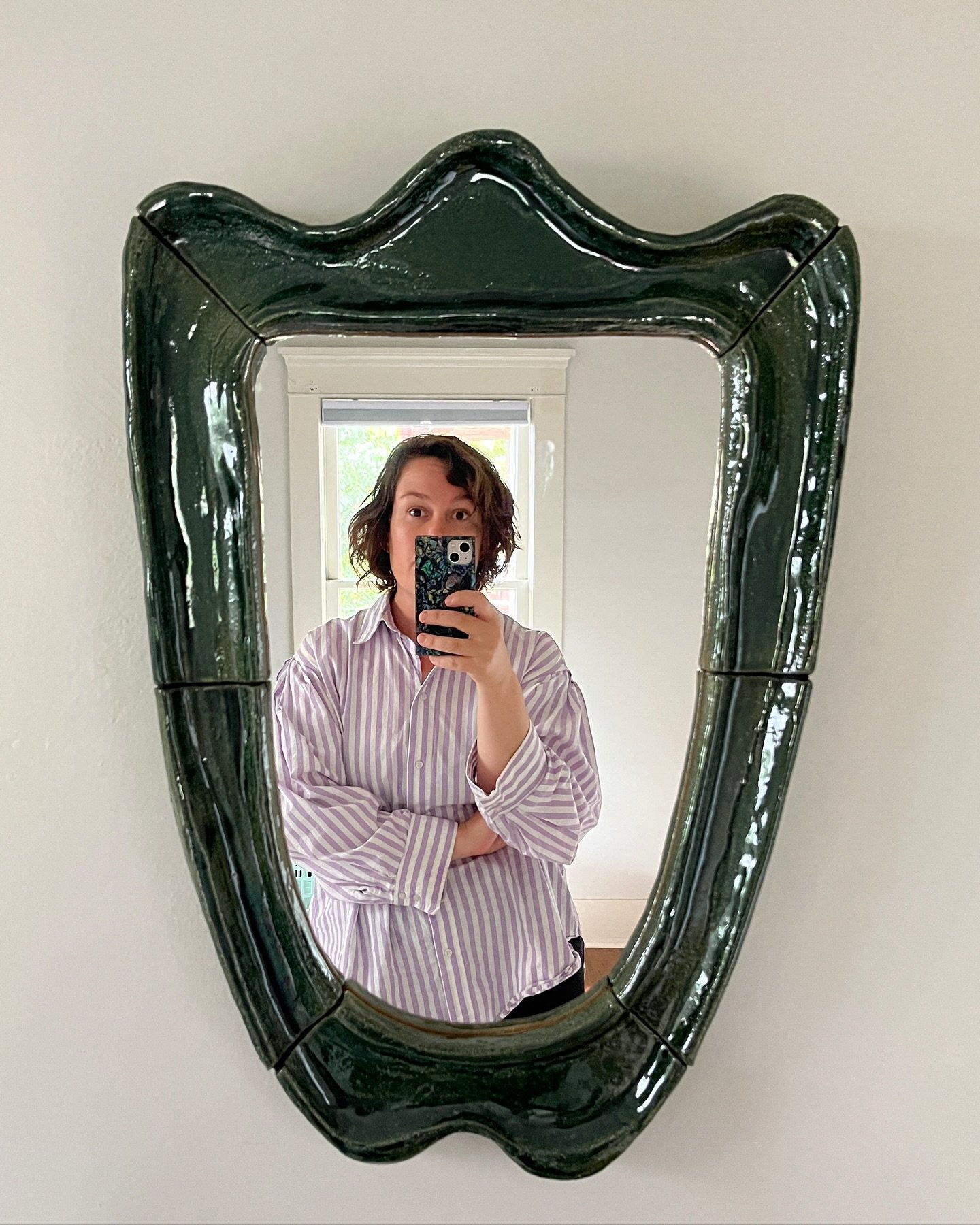 Beginning like a lot of things the studio, wall mirrors came out of the personal search for something unique for my home. I&rsquo;m also always searching for something curvy. 〰️ Nine years ago I made a mosaic mirror frame and have been slowing chippi