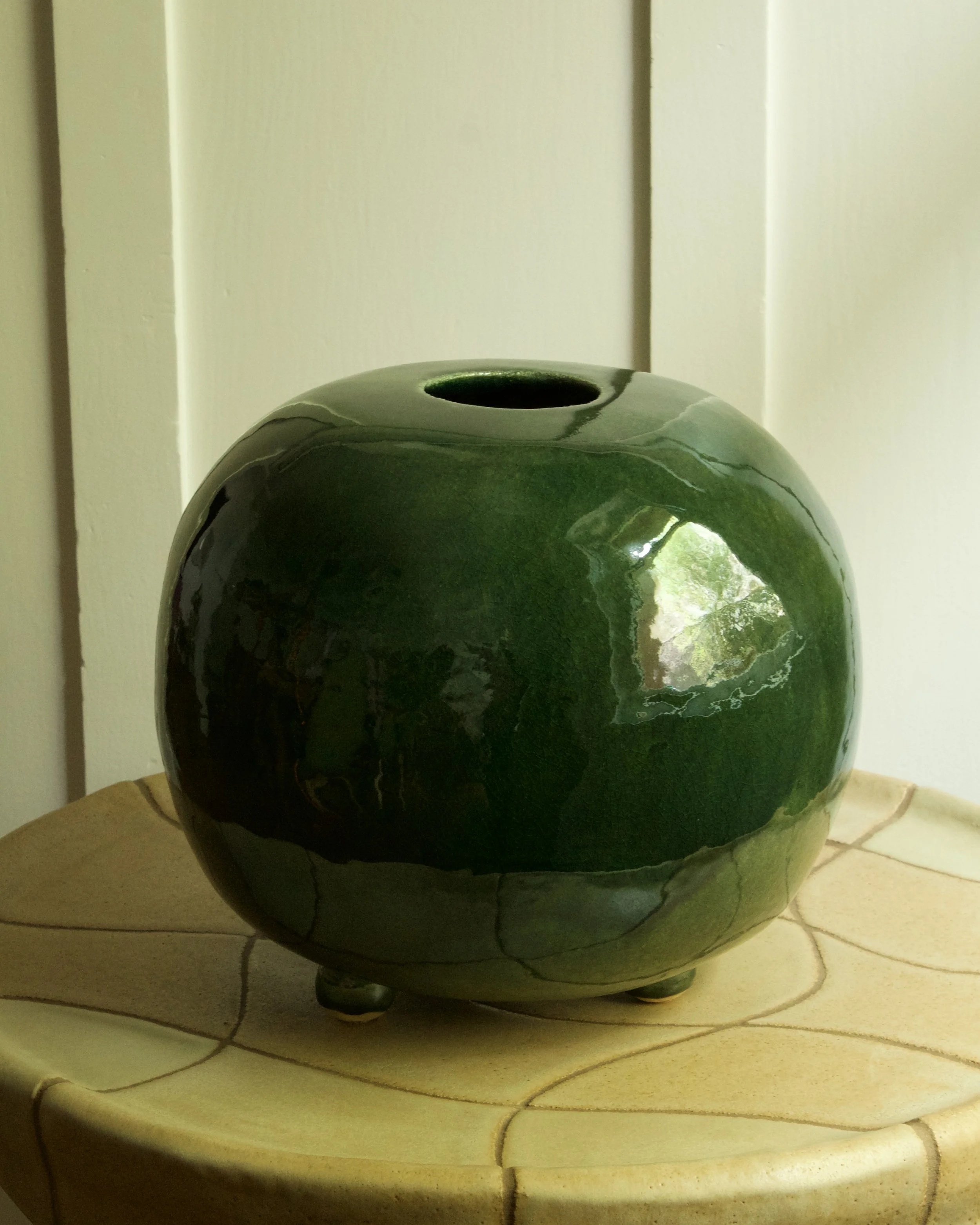 Glassy Green Globe Vase