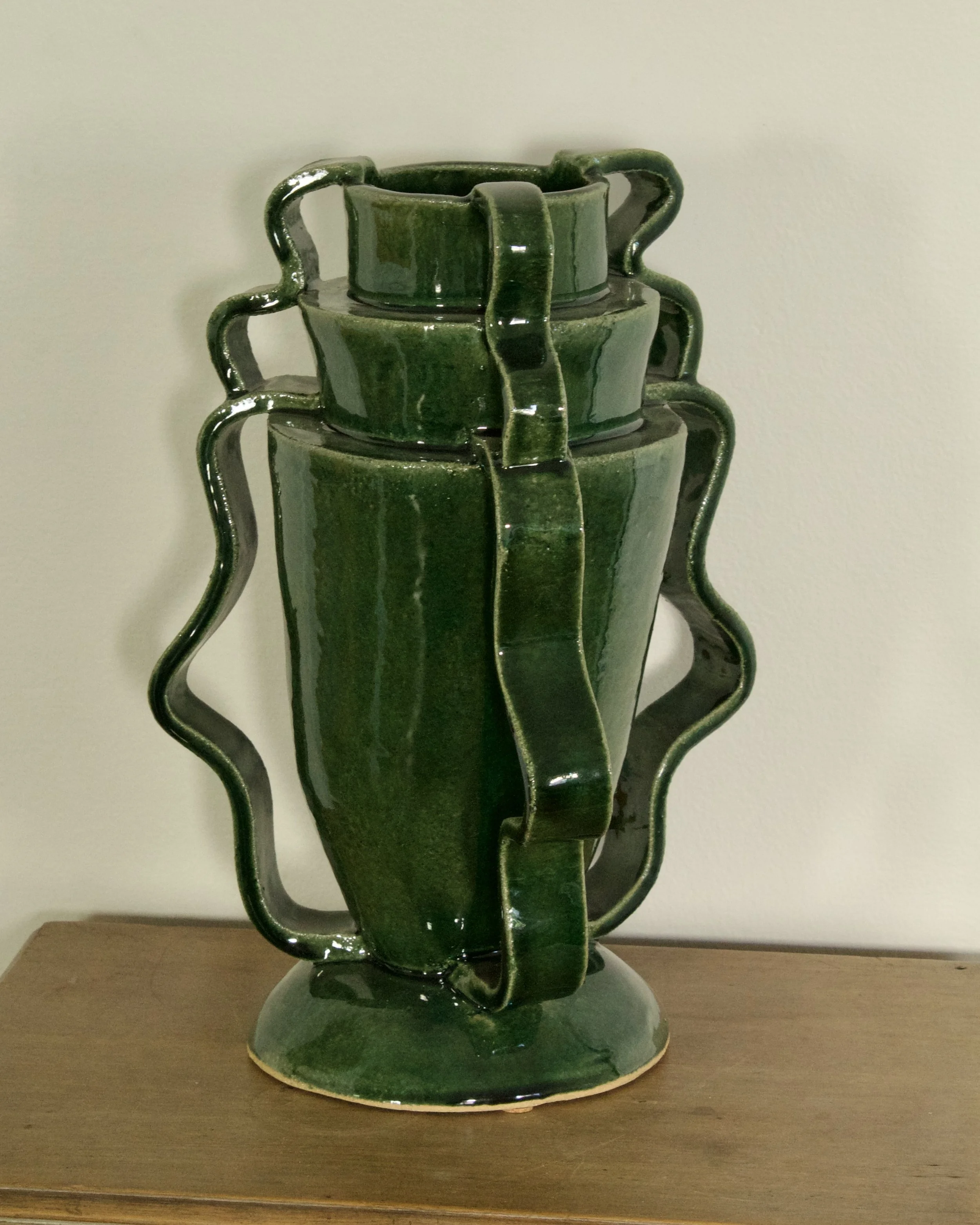 Glassy Green Double Stretch Vase