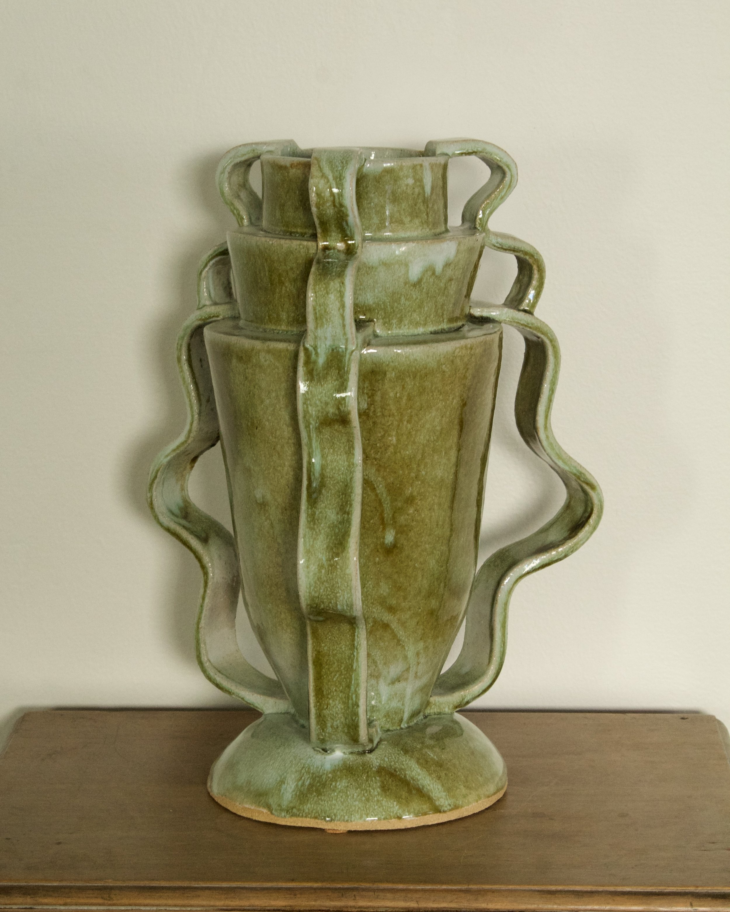 Green Swirl Double Stretch Vase
