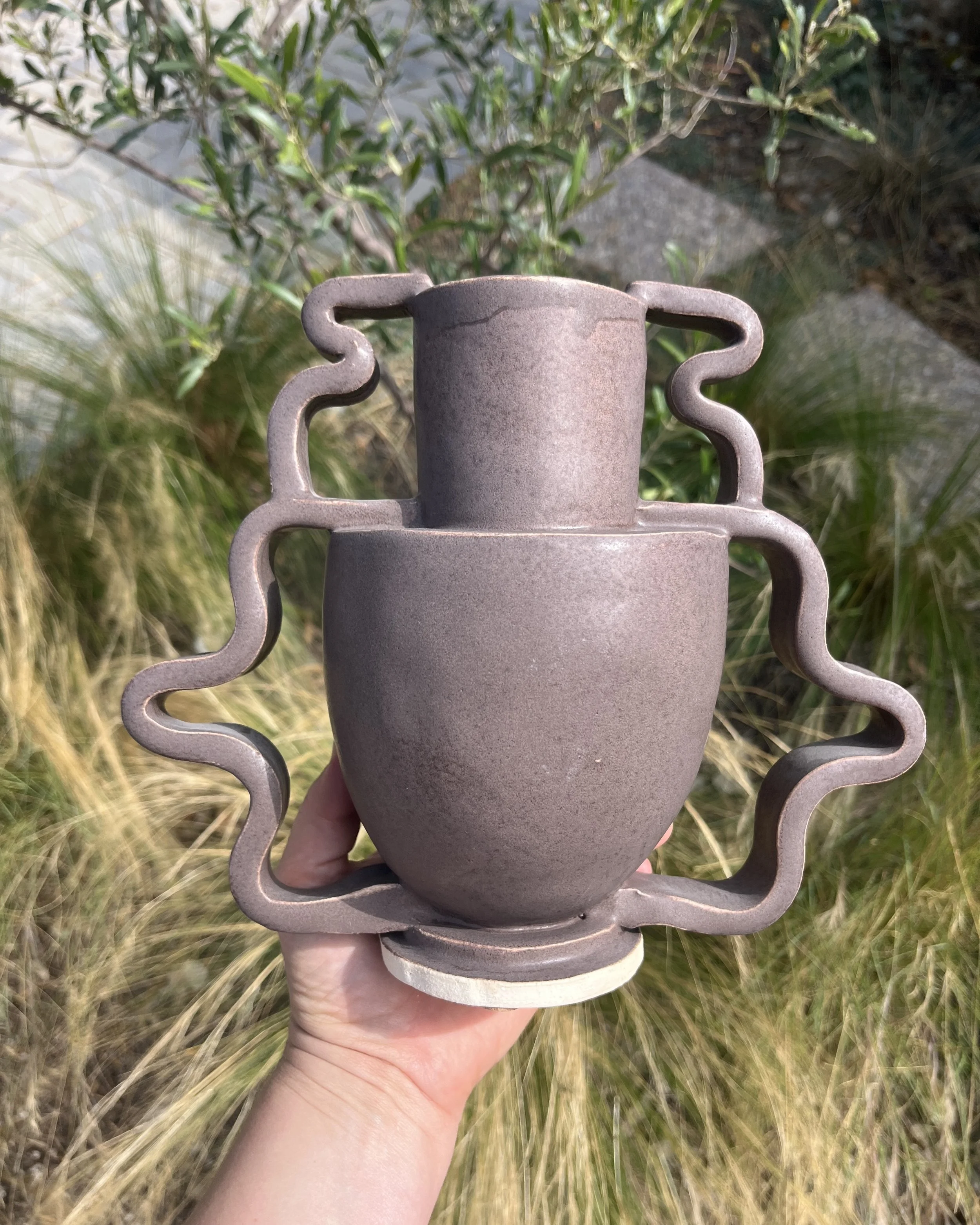 Seal Brown Double Stretch Vase