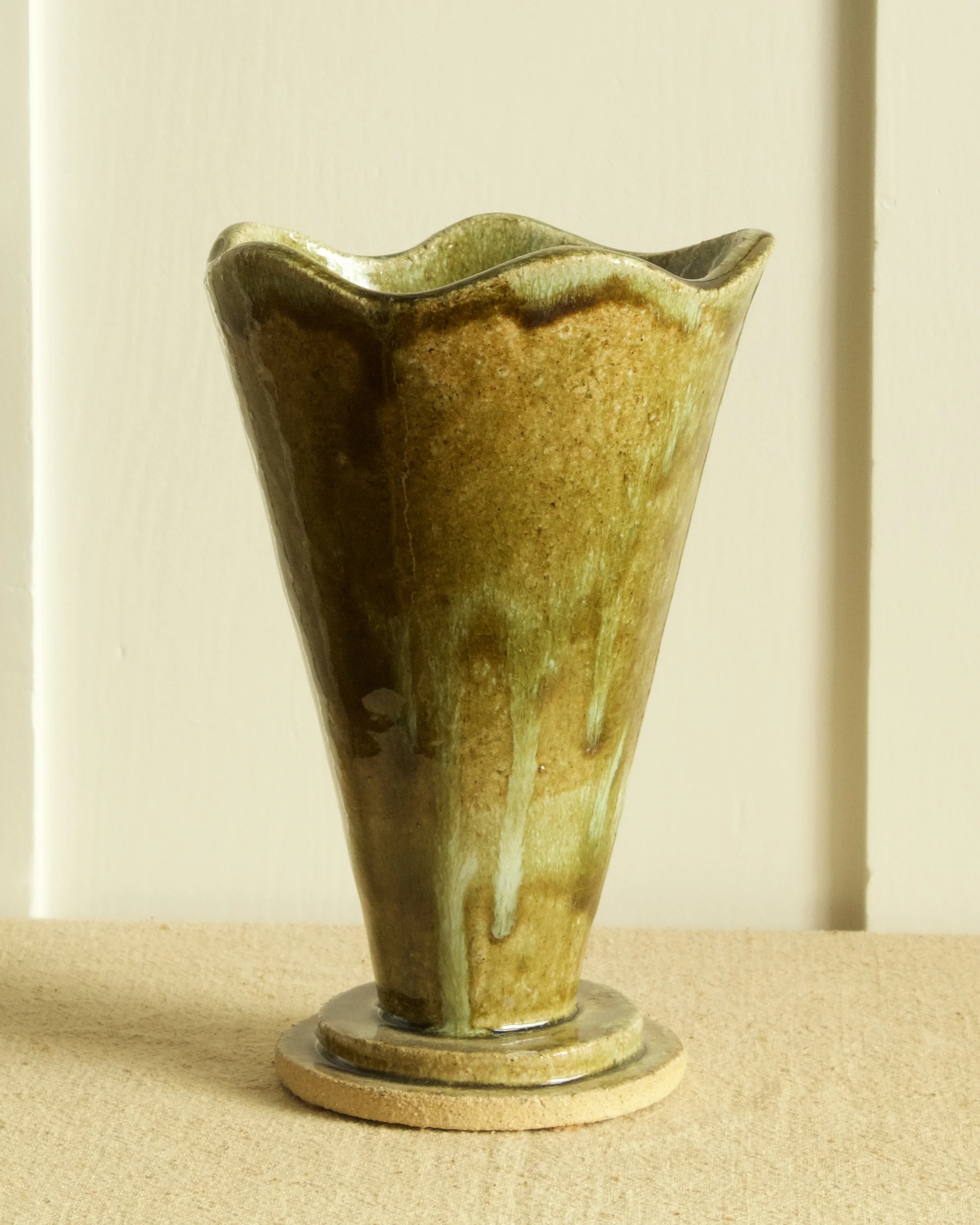 Green Swirl Cone Vase