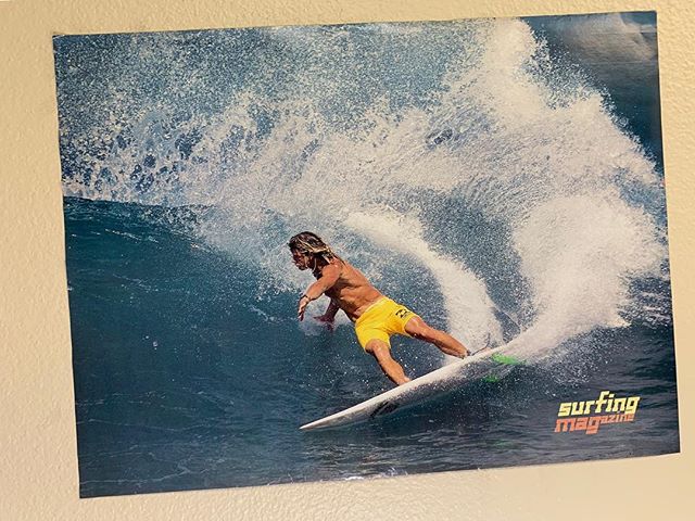 I shaped this board for Mark the winter of 90/91 and Surfing Mag included this iconic photo as a pull out poster. The caption impart read read &ldquo;...Mark Occhilupo gouging a roundhouse cutback as deep as humanly possible, yet under complete, rela