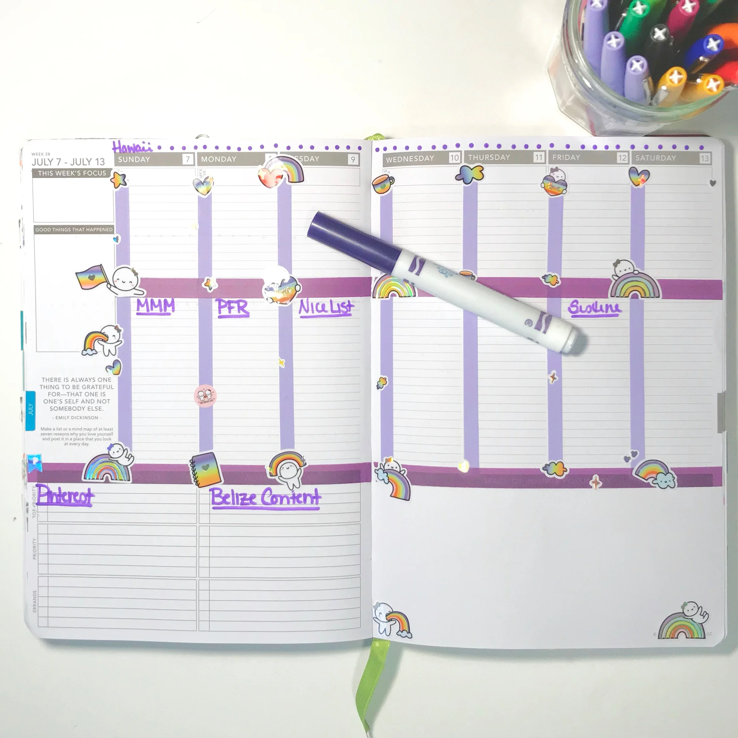 Washi tape and stickers decorate my Passion Planner spread.