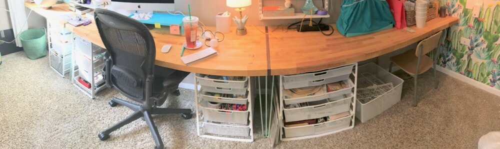 Diy Desk From A Countertop Mid, Butcher Block Countertop Office Desk