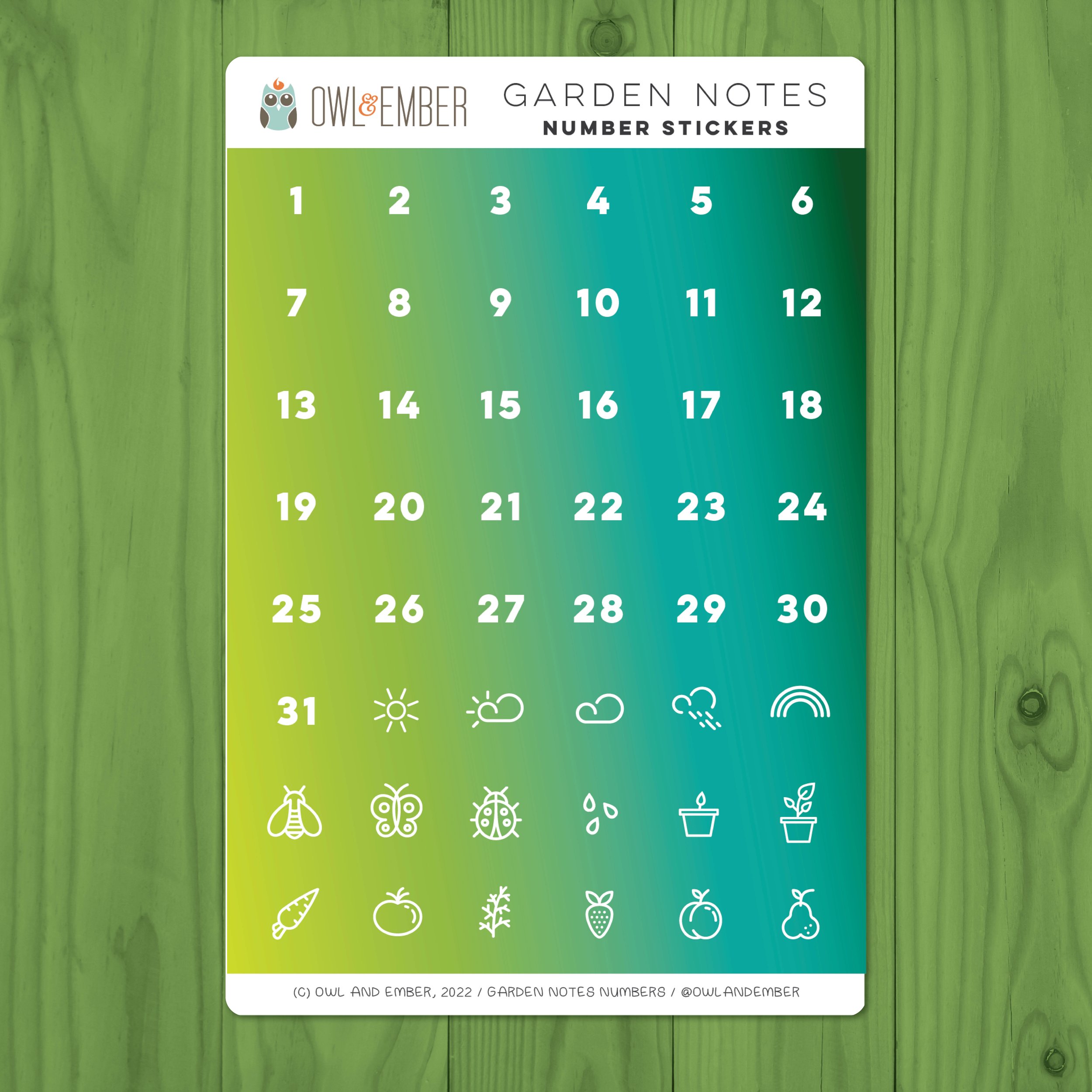 Garden Notes Number Stickers