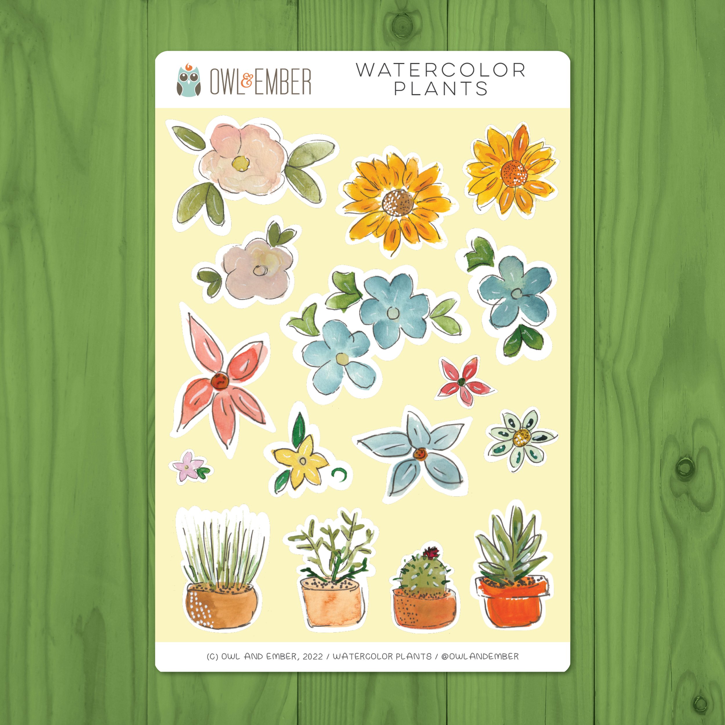 Watercolor Plant Stickers