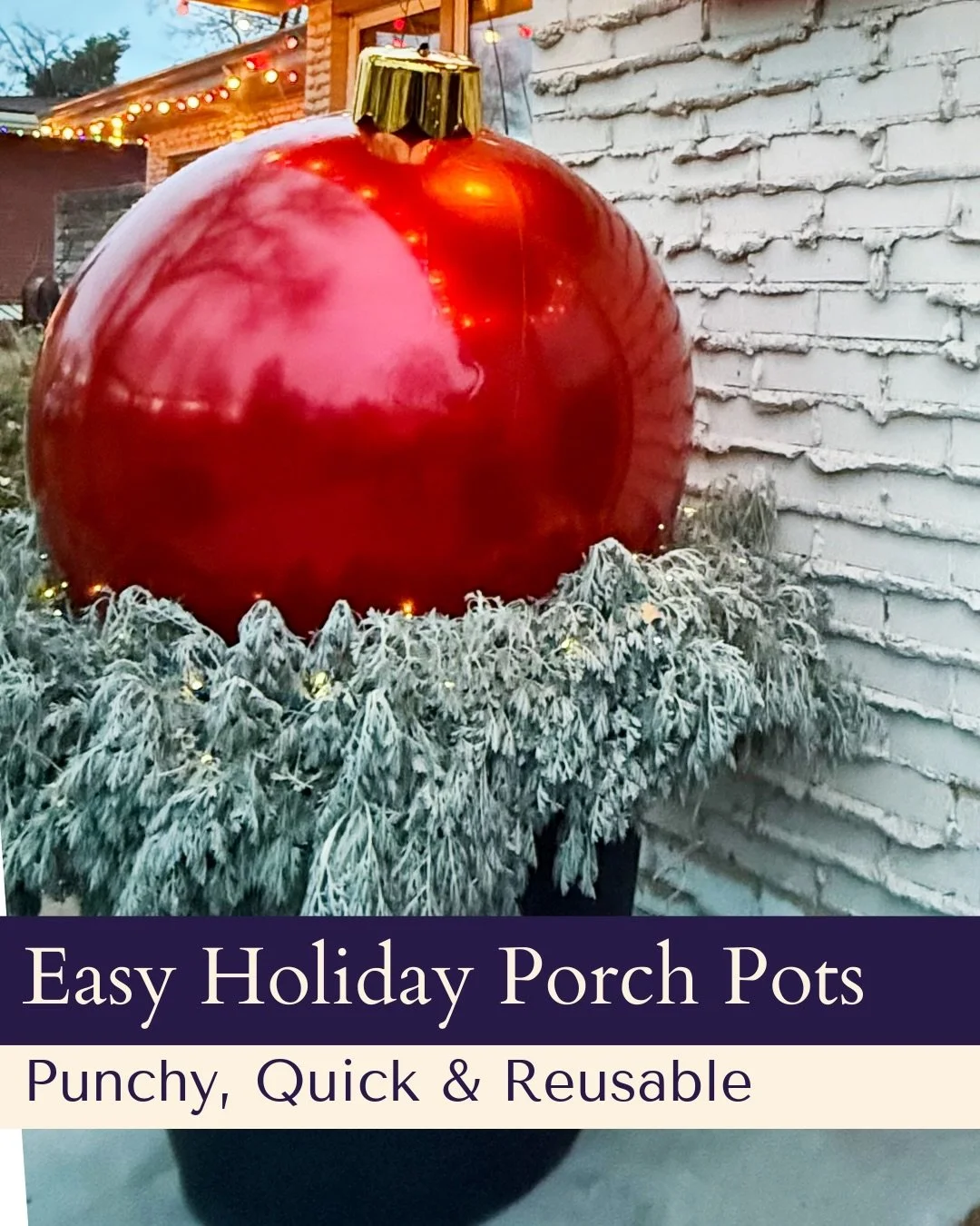 Ad | OMG! How cute are these porch pots! And if you bought the wreaths instead of making them, they would go together in minutes. Super easy! Soooo punchy! And mine is the only house in the neighborhood looking this cute! Thanks to @theholiball for s