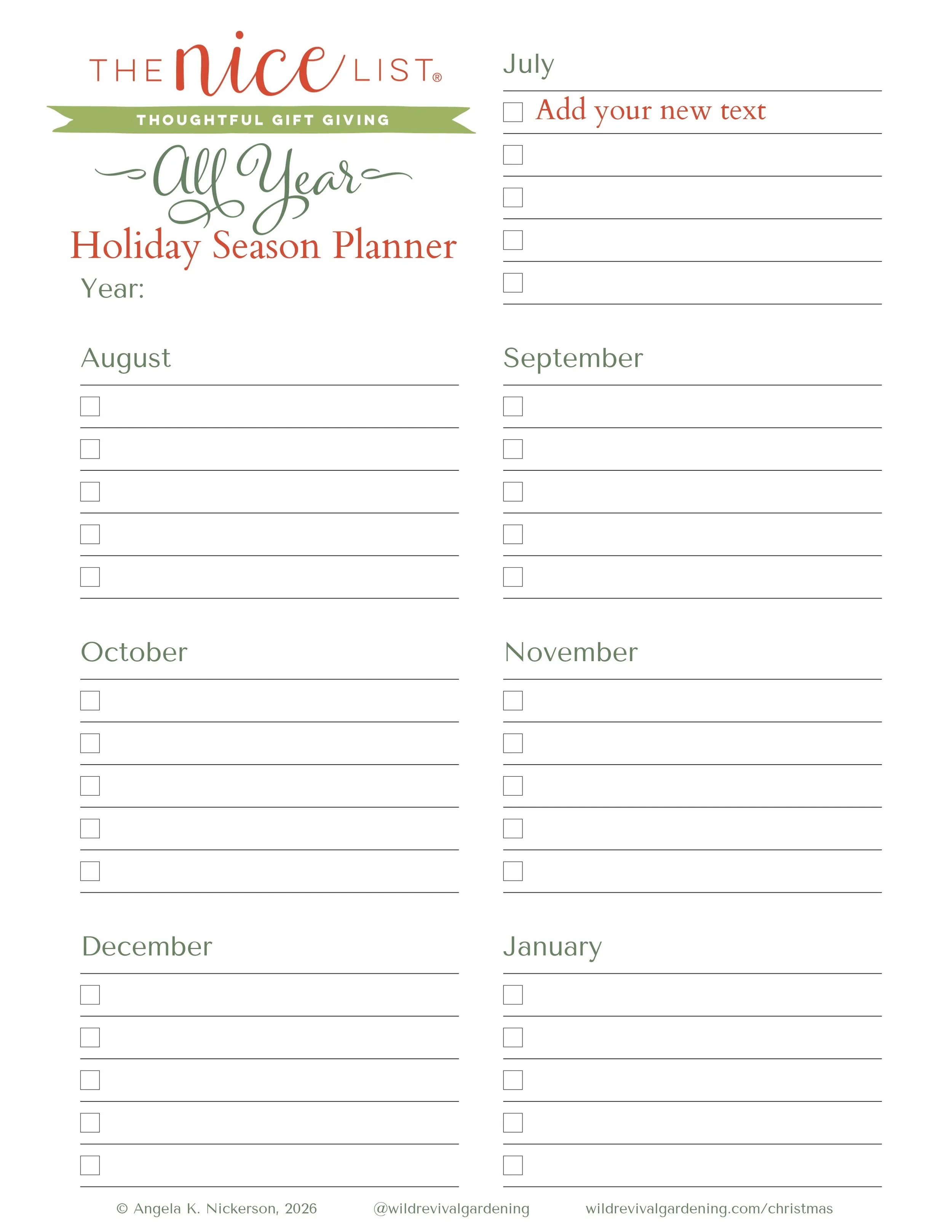 Holiday Season Planner | The Nice List
