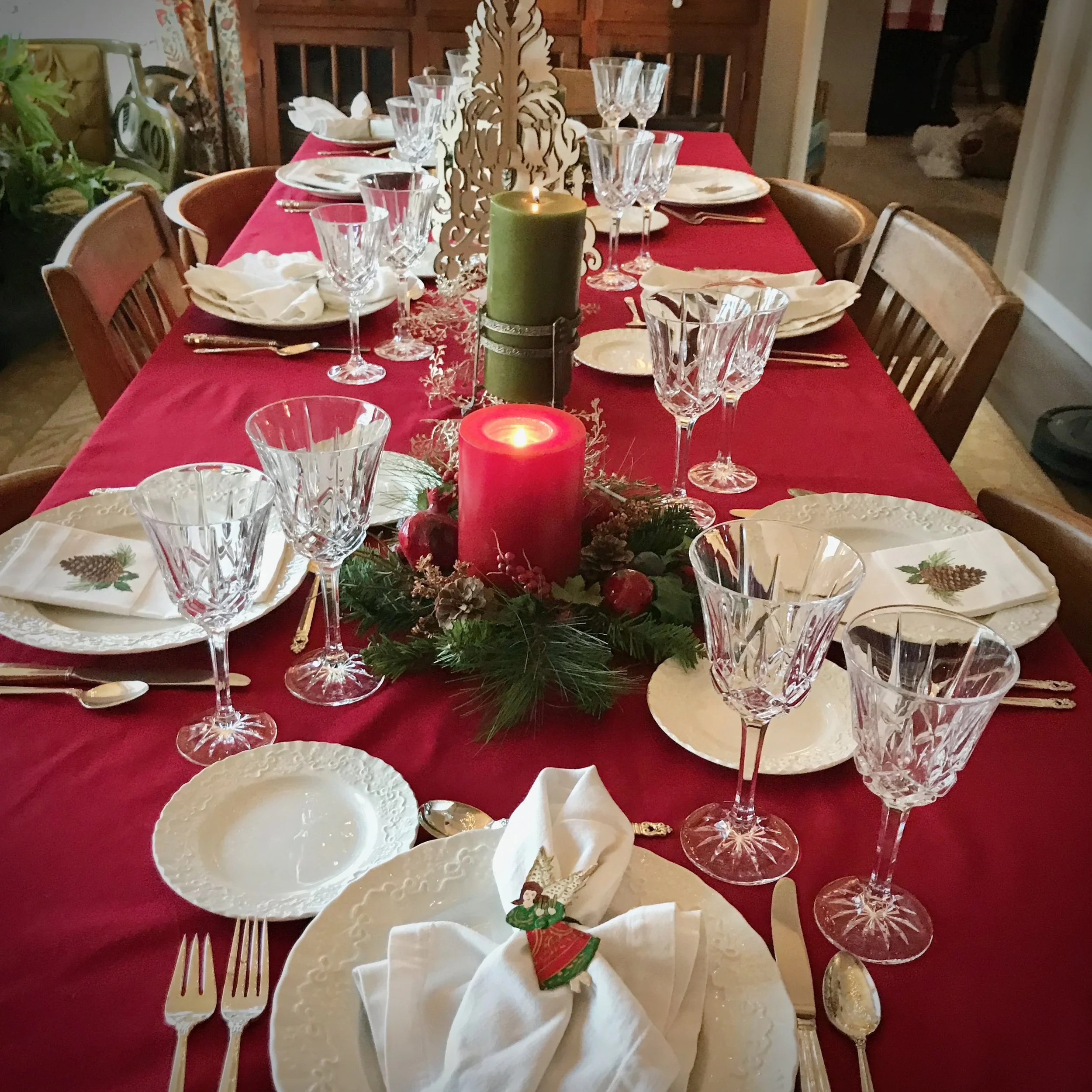Vintage blue and white porcelain place setting featuring Claire pattern