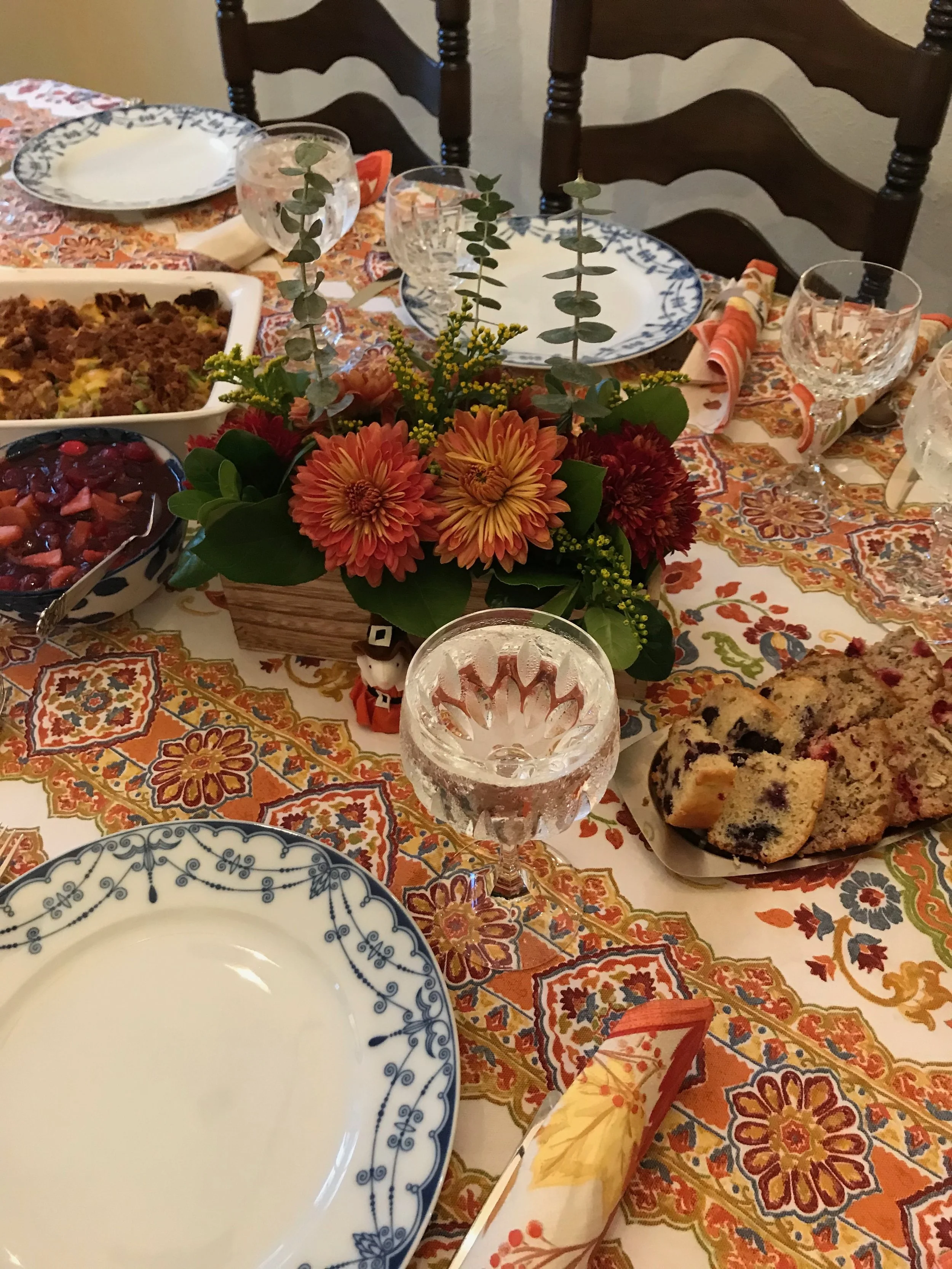 Vintage blue and white porcelain place setting featuring Nanette pattern
