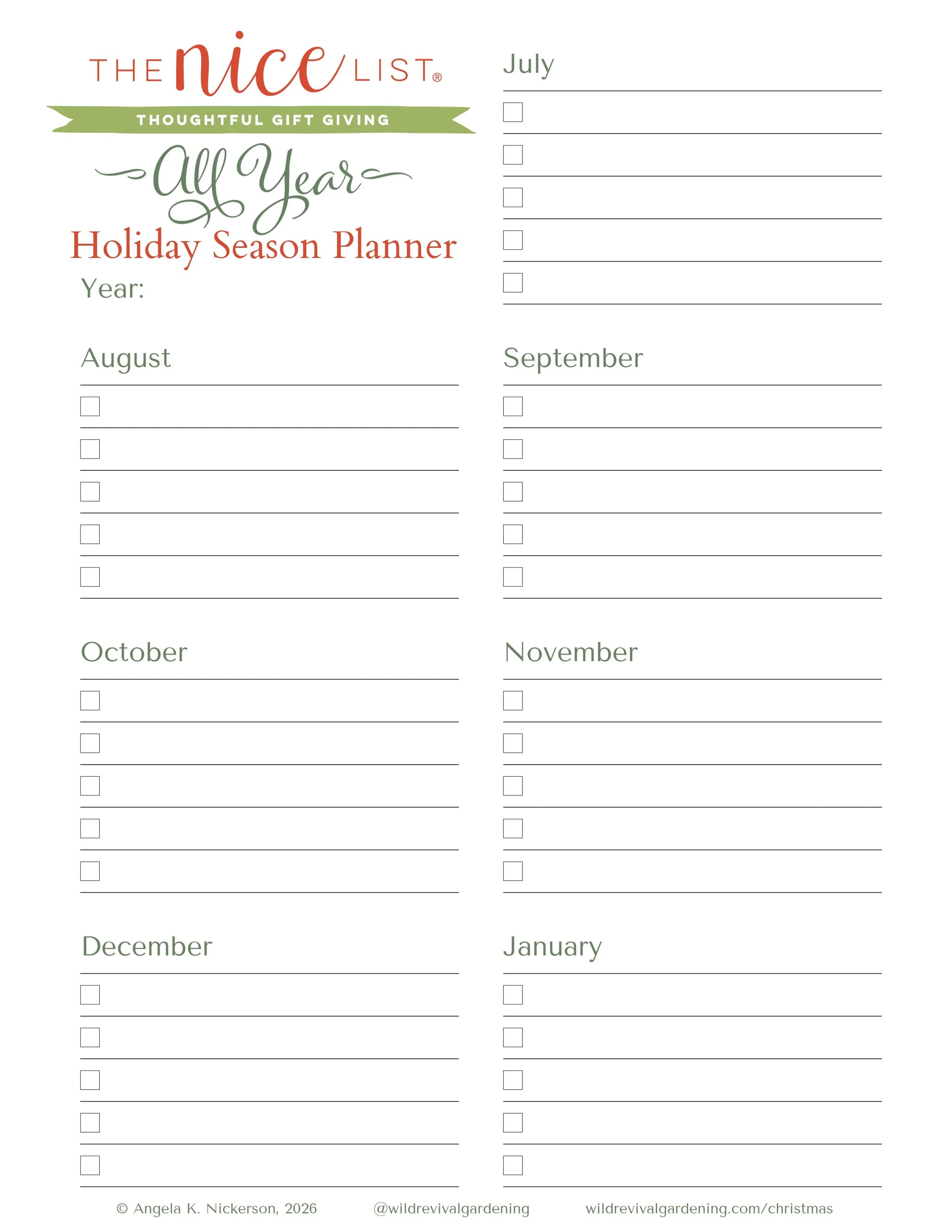 Holiday Season Planner | The Nice List