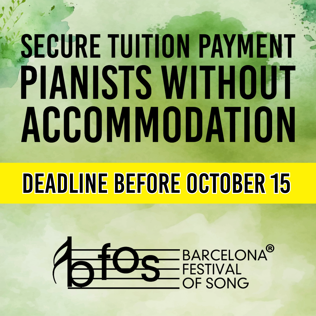 Accompanists WITHOUT accommodation. Payment before Oct.15