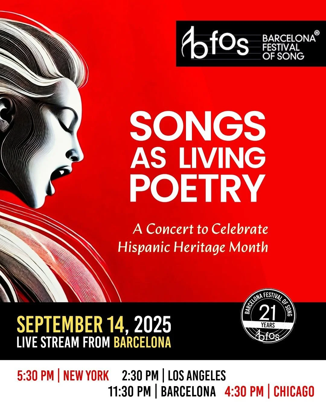 🎶 Save the date!
Sept 14 &rarr; Live from Barcelona: Barcelona Festival of Song 2025 concert kicking off Hispanic Heritage Month. 🌍✨
🔗 Link in bio