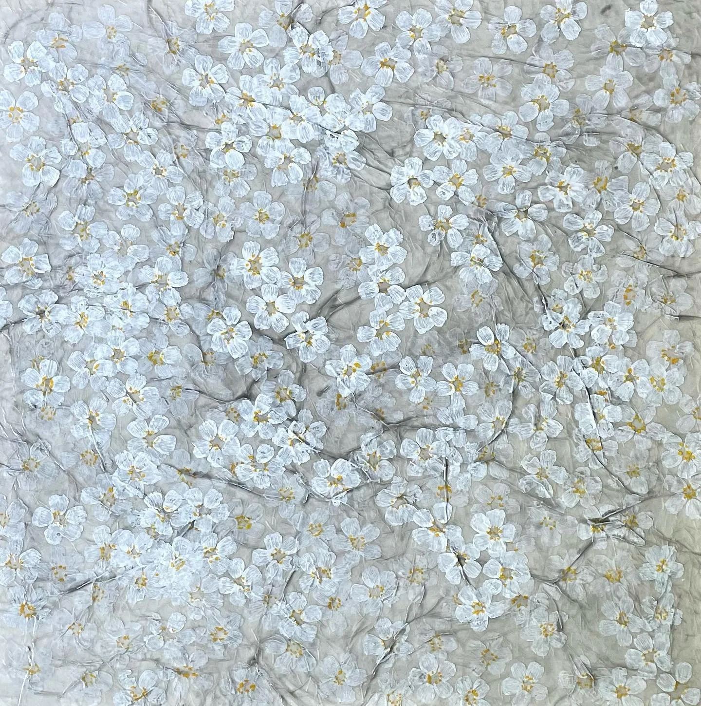 &ldquo;Canada Anemone&rdquo; - Acrylic and Japanese washi paper on cradled panel. 18&rdquo; x 18&rdquo;. #abstractart #floralart #canadianart #oakvilleArt #abstractpainting