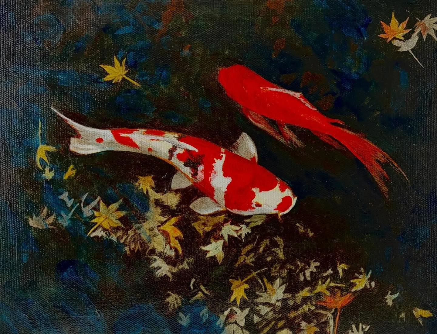Koi &amp; Maple leaves 🍁 Acrylic on canvas